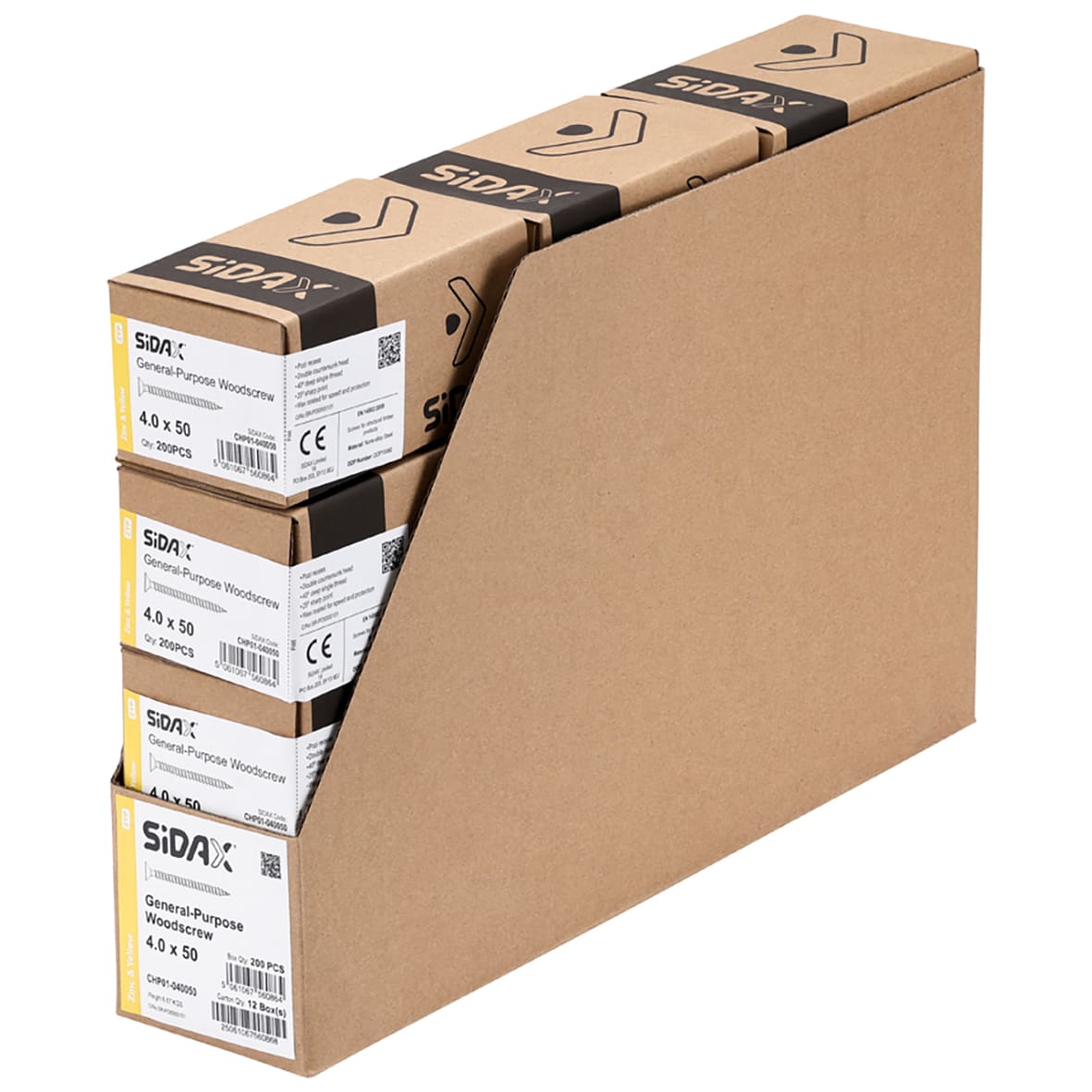 General Purpose Pozi Countersunk Chipboard Wood Screws - 4.0 x 50mm - Yellow Zinc - Pk of 200 - view 3