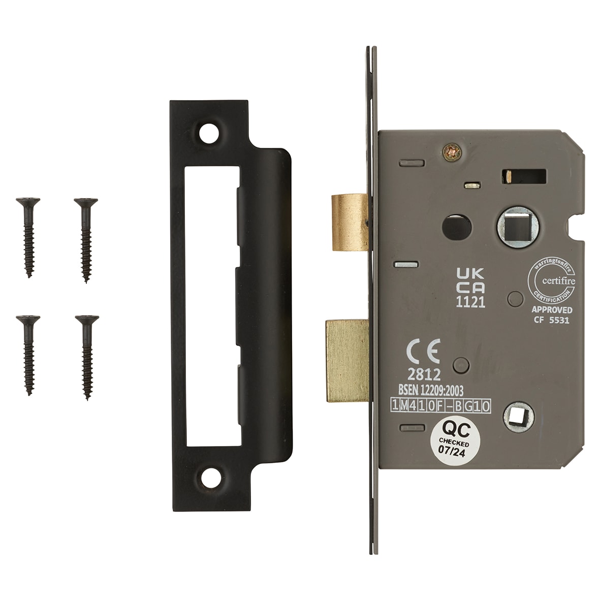 Bolt Through Bathroom Lock - 63mm Case - 44mm Backset - Matt Black - view 3