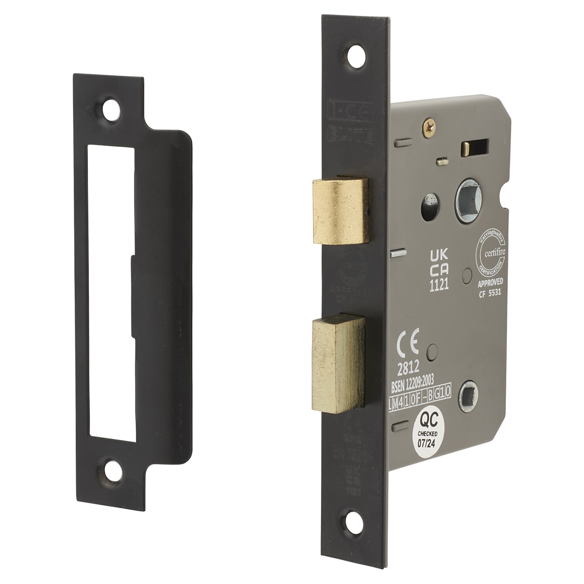 Bolt Through Bathroom Lock - 63mm Case - 44mm Backset - Matt Black - view 4