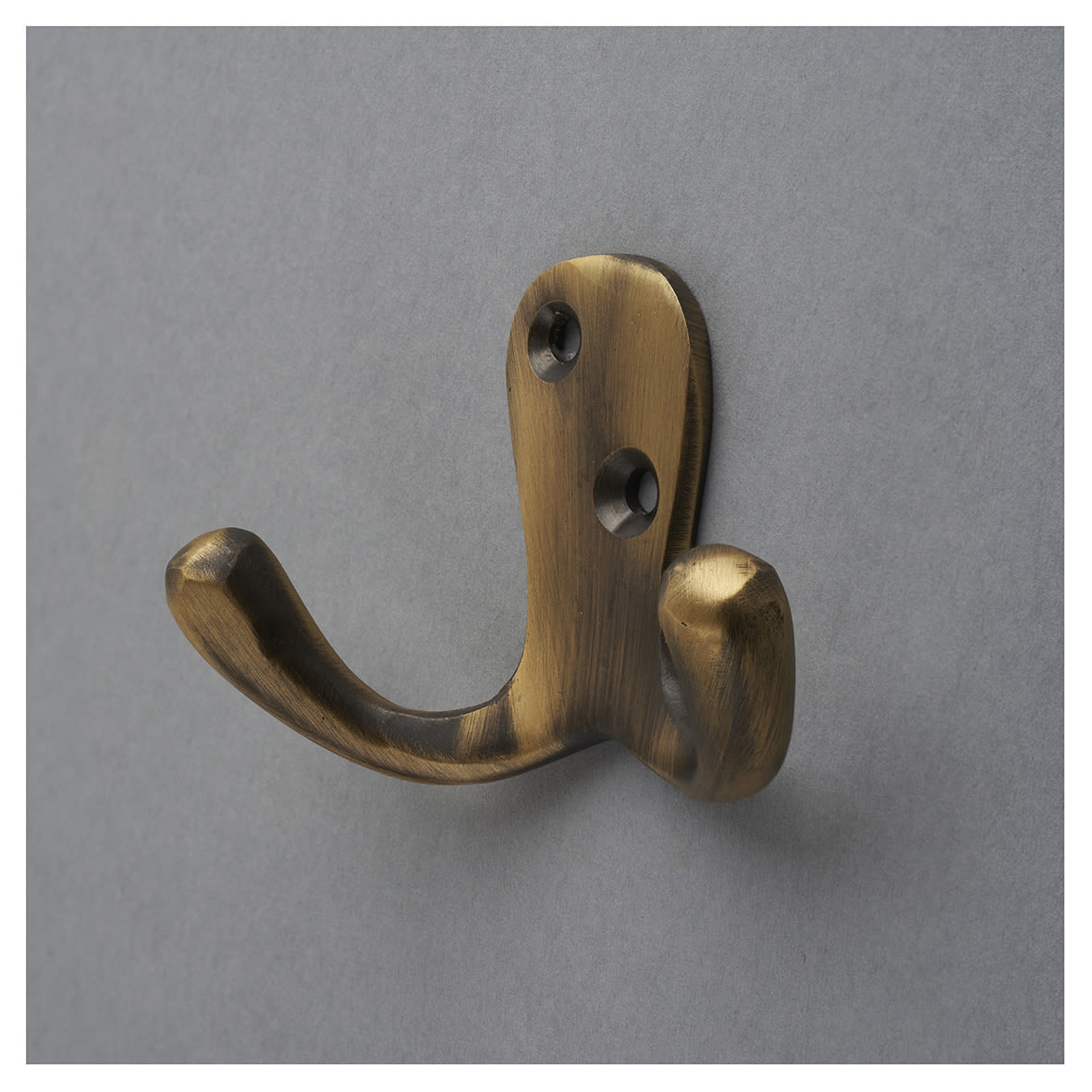 Solid Brass Double Coat Hook - 70 x 43mm - Antique Brass - view 4