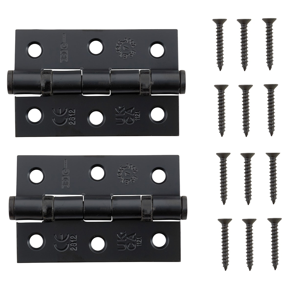 Twin Ball Bearing Butt Door Hinge - 75 x 50 x 2mm - Black - Pair - view 2