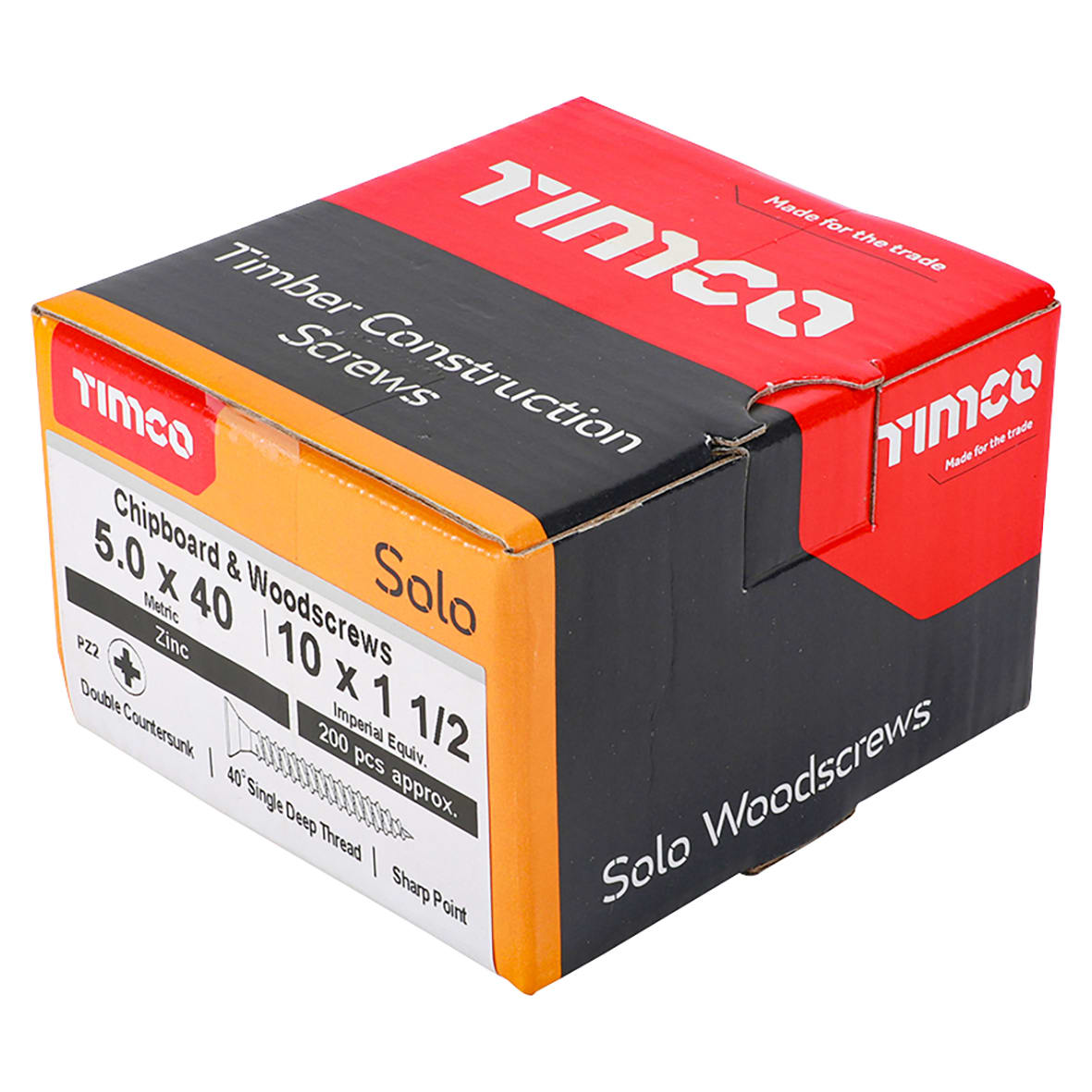 Solo Chippy Pozi Countersunk Wood Screws - 5.0 x 40mm - Zinc Plated - Pack of 200 - view 4