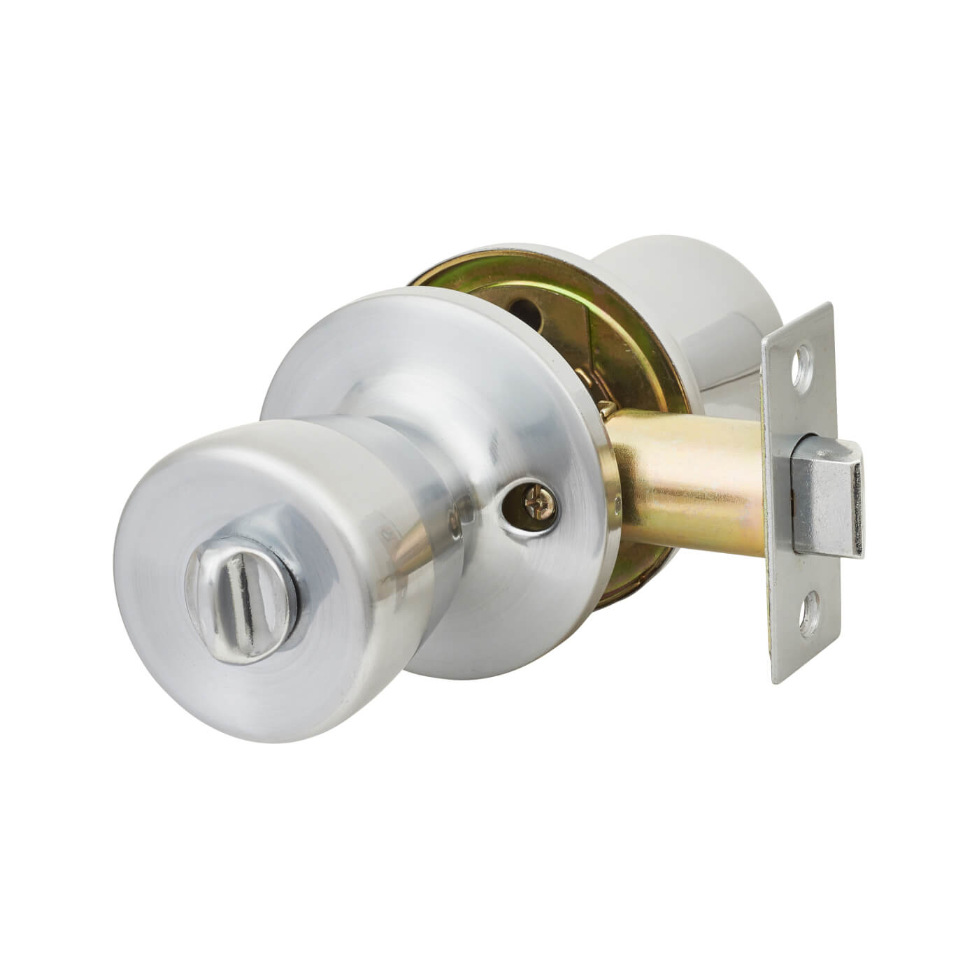 Satin Chrome Hotel Bathroom Mortice Door Knobset - 65mm Rose Diameter - view 3