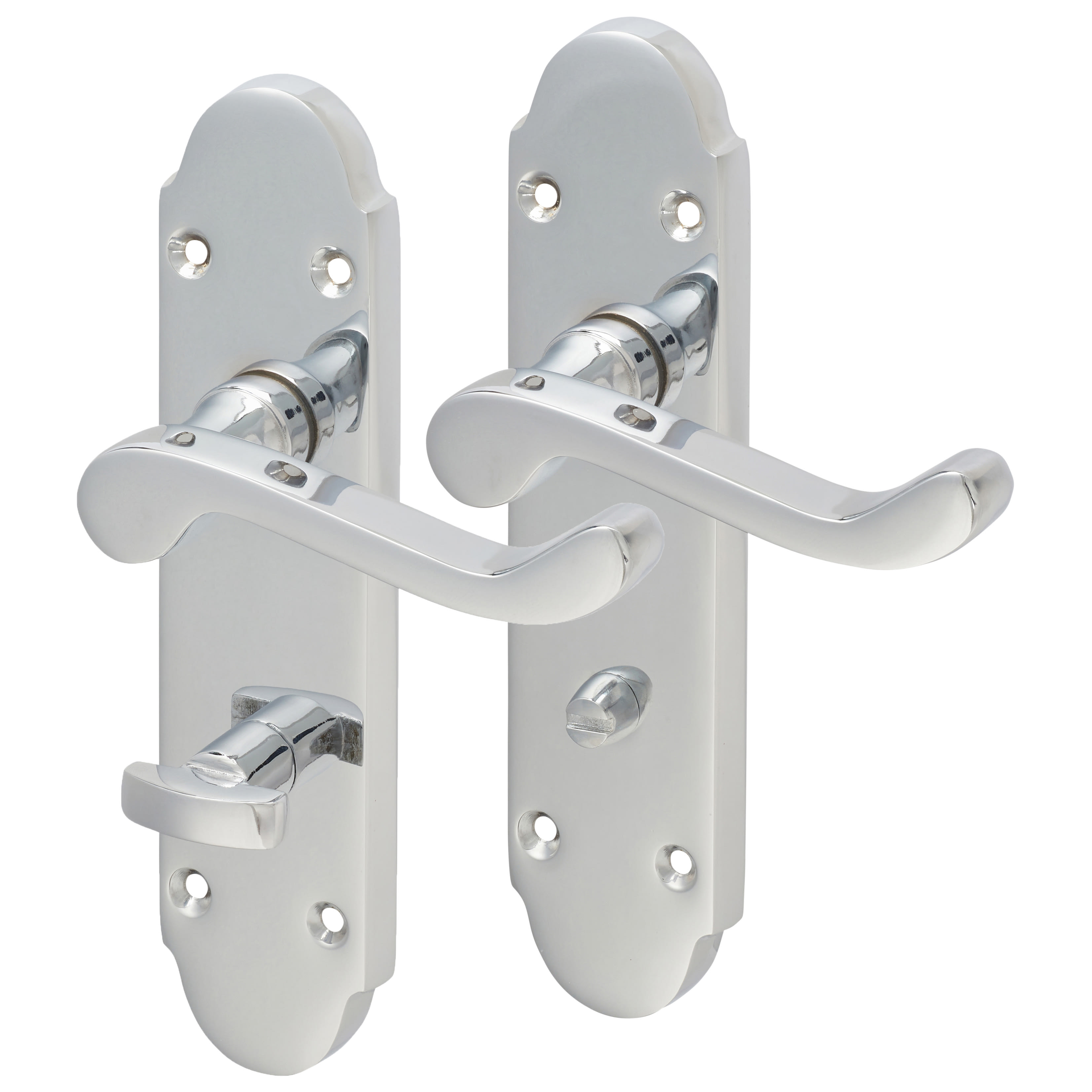 Polished Chrome Victorian Summer Scroll Bathroom Door Handles - 168 x 40mm - view 2