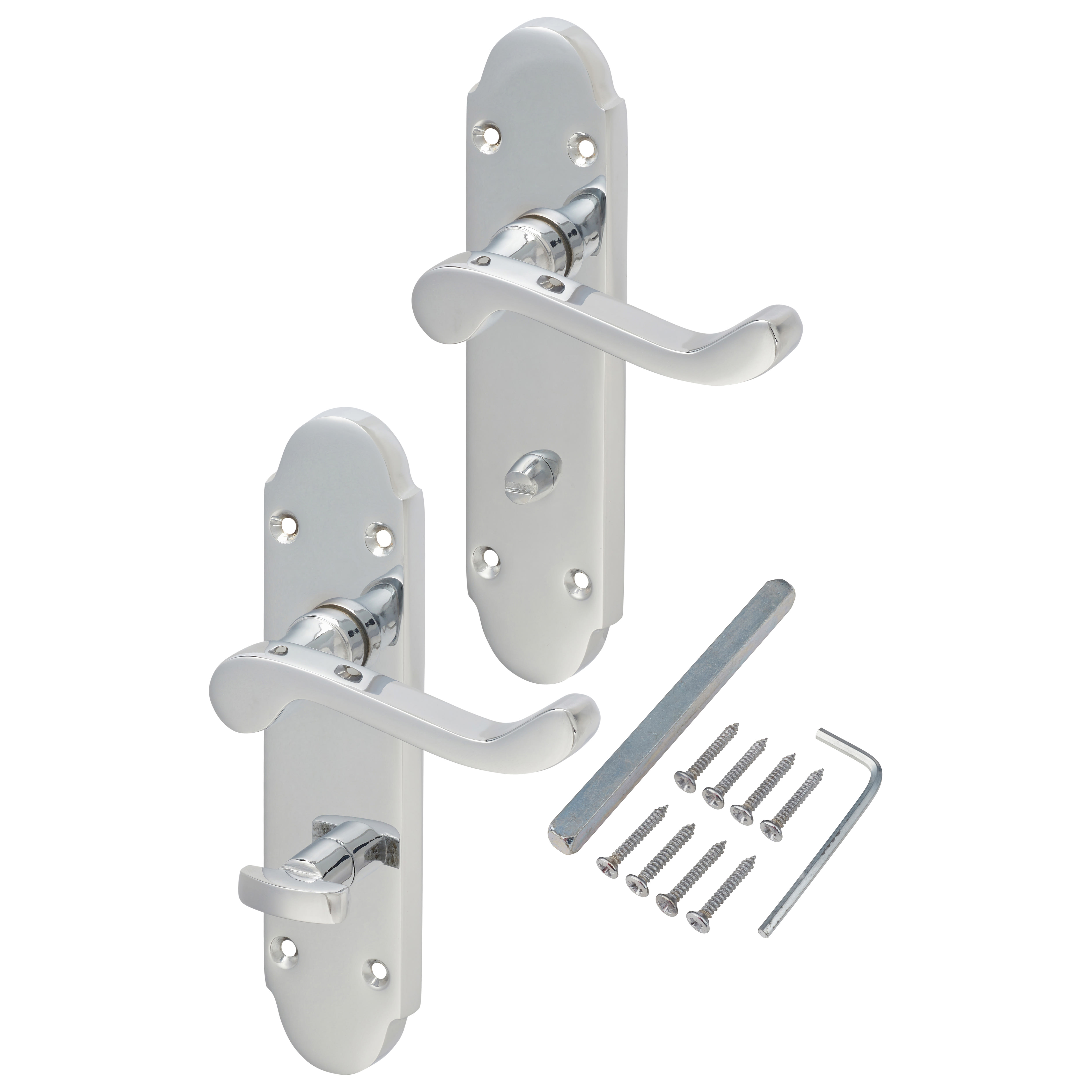 Polished Chrome Victorian Summer Scroll Bathroom Door Handles - 168 x 40mm - view 3