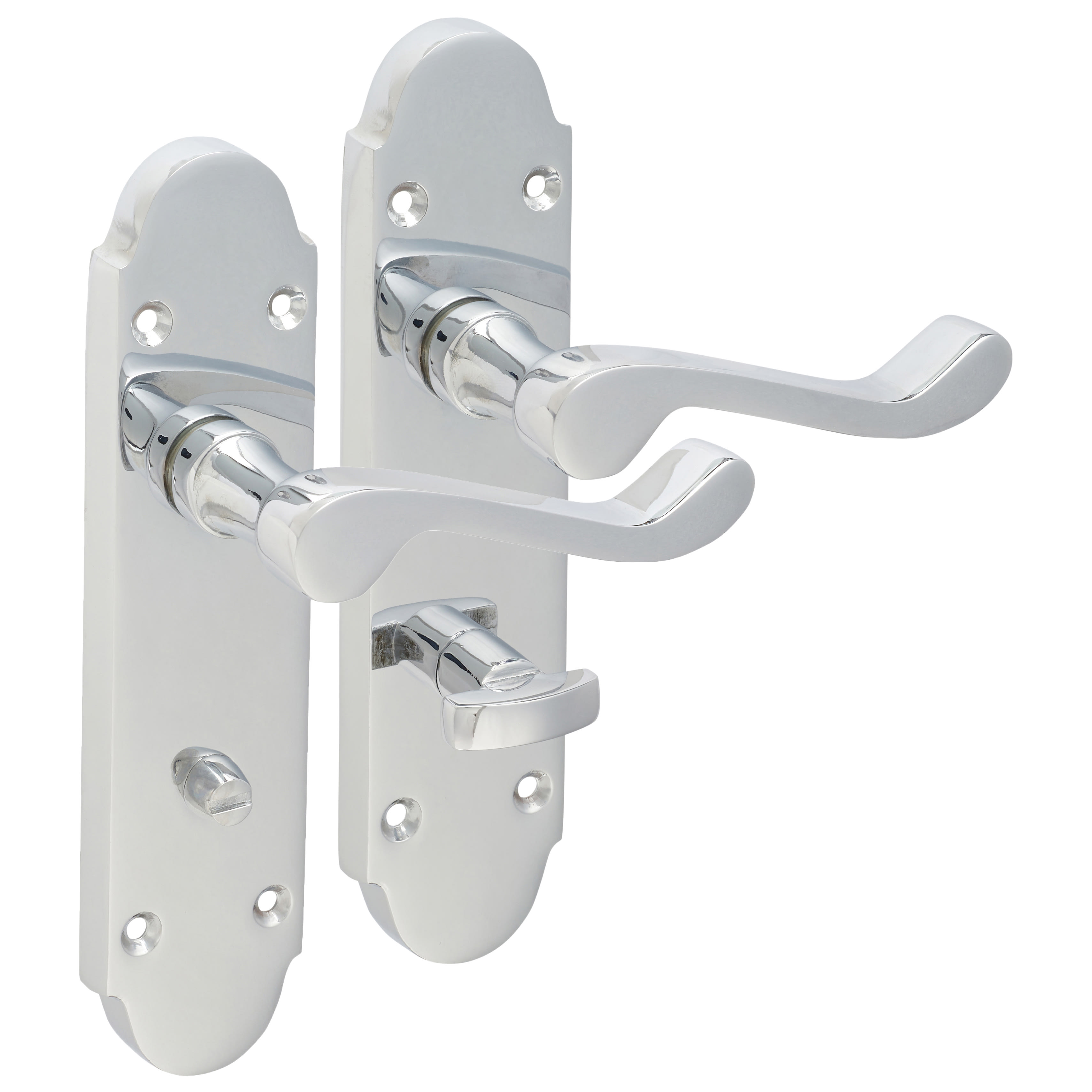 Polished Chrome Victorian Summer Scroll Bathroom Door Handles - 168 x 40mm - view 4
