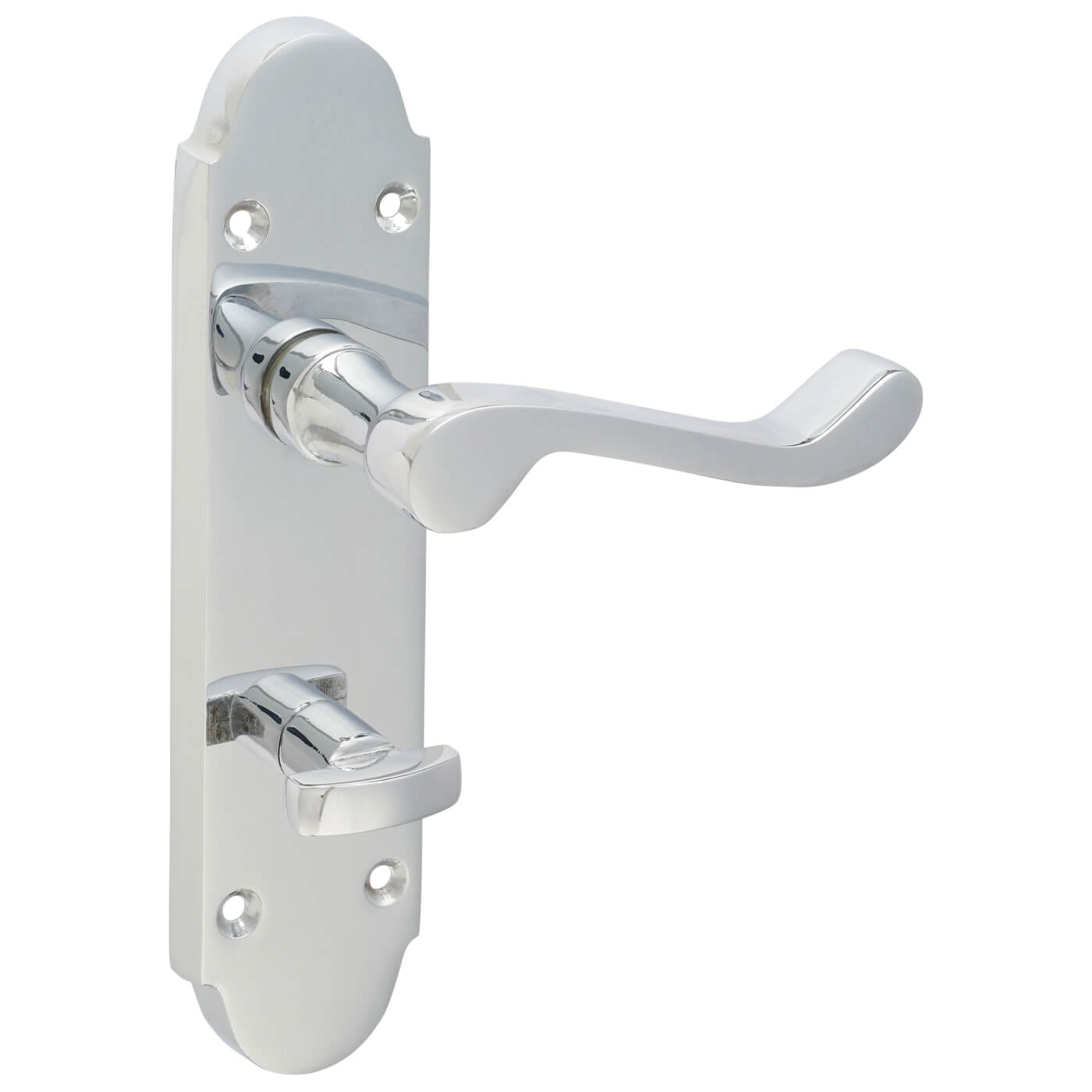 Polished Chrome Victorian Summer Scroll Bathroom Door Handles - 168 x 40mm - view 5