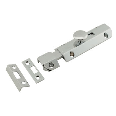 French Door Bolt/Flat Section Bolt - 100 x 36mm - Polished Chrome - view 2