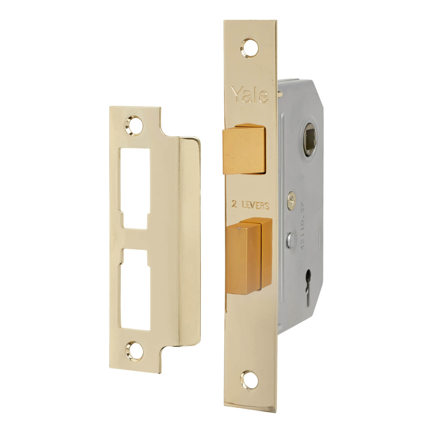 2 Lever Interior Door Sashlock - 67mm Case - 45mm Backset - Polished Brass - view 2