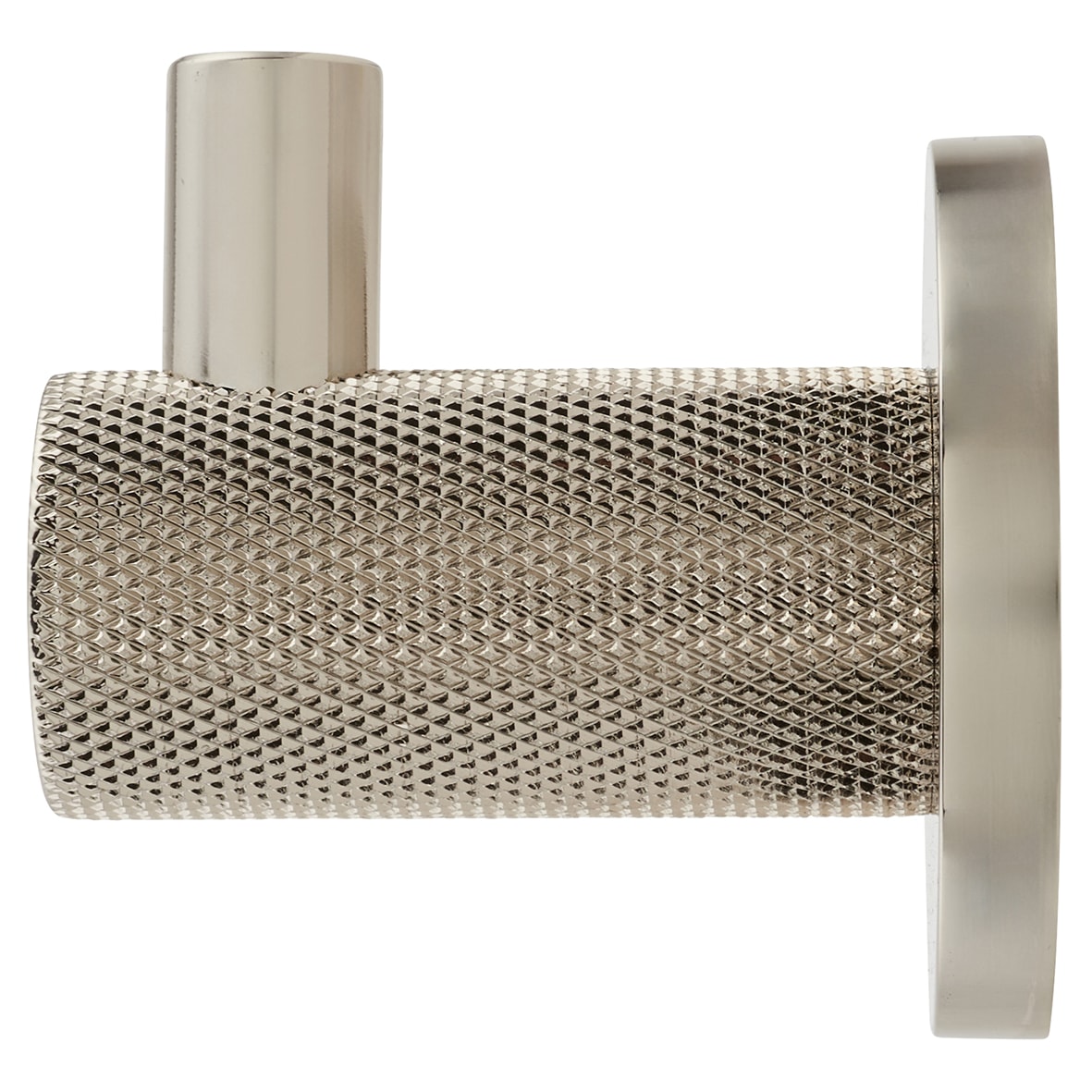 Knurled Single Coat Hook - 50 x 25mm - Polished Nickel - view 2