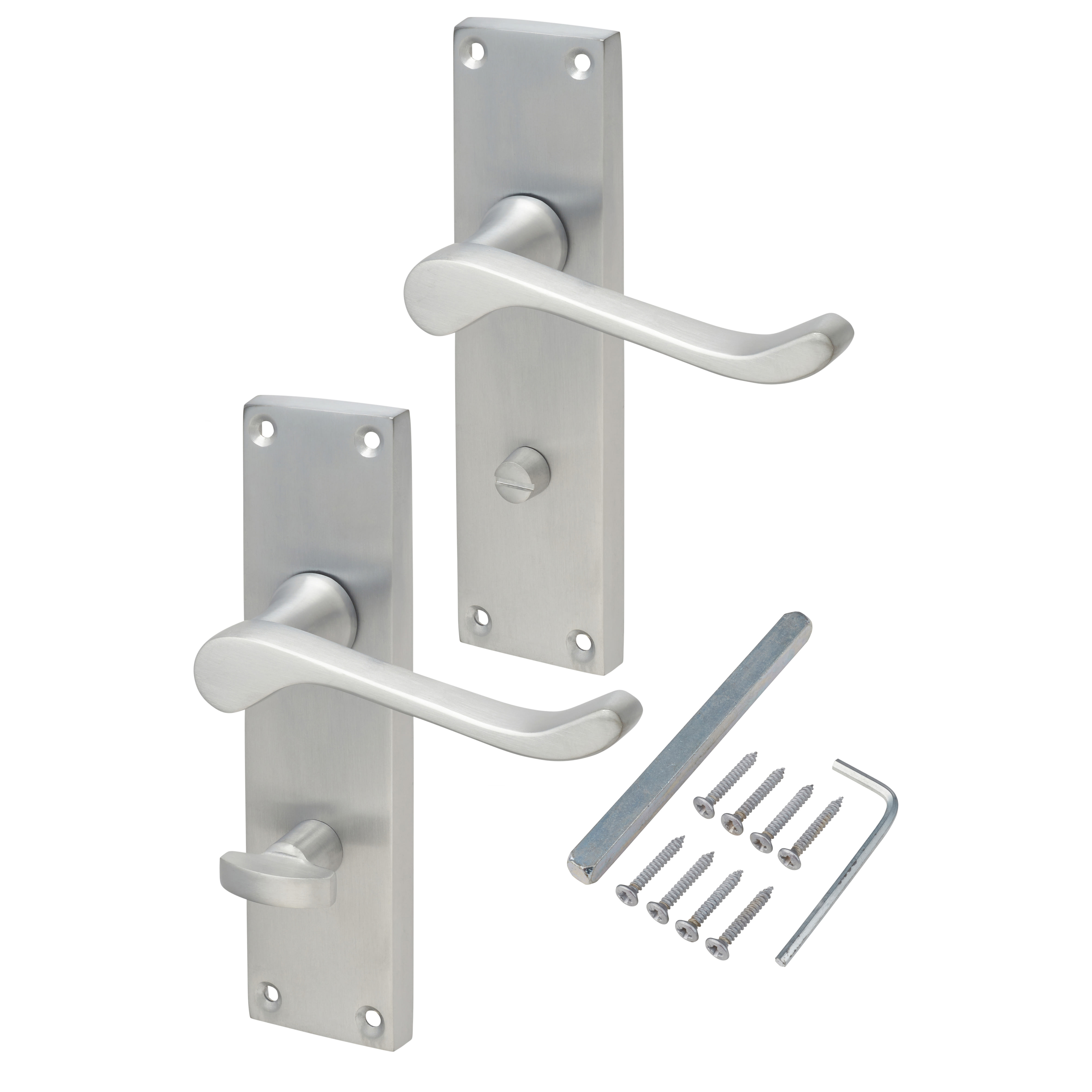 Satin Chrome Victorian Scroll Bathroom Door Handles - 155 x 42mm - view 3
