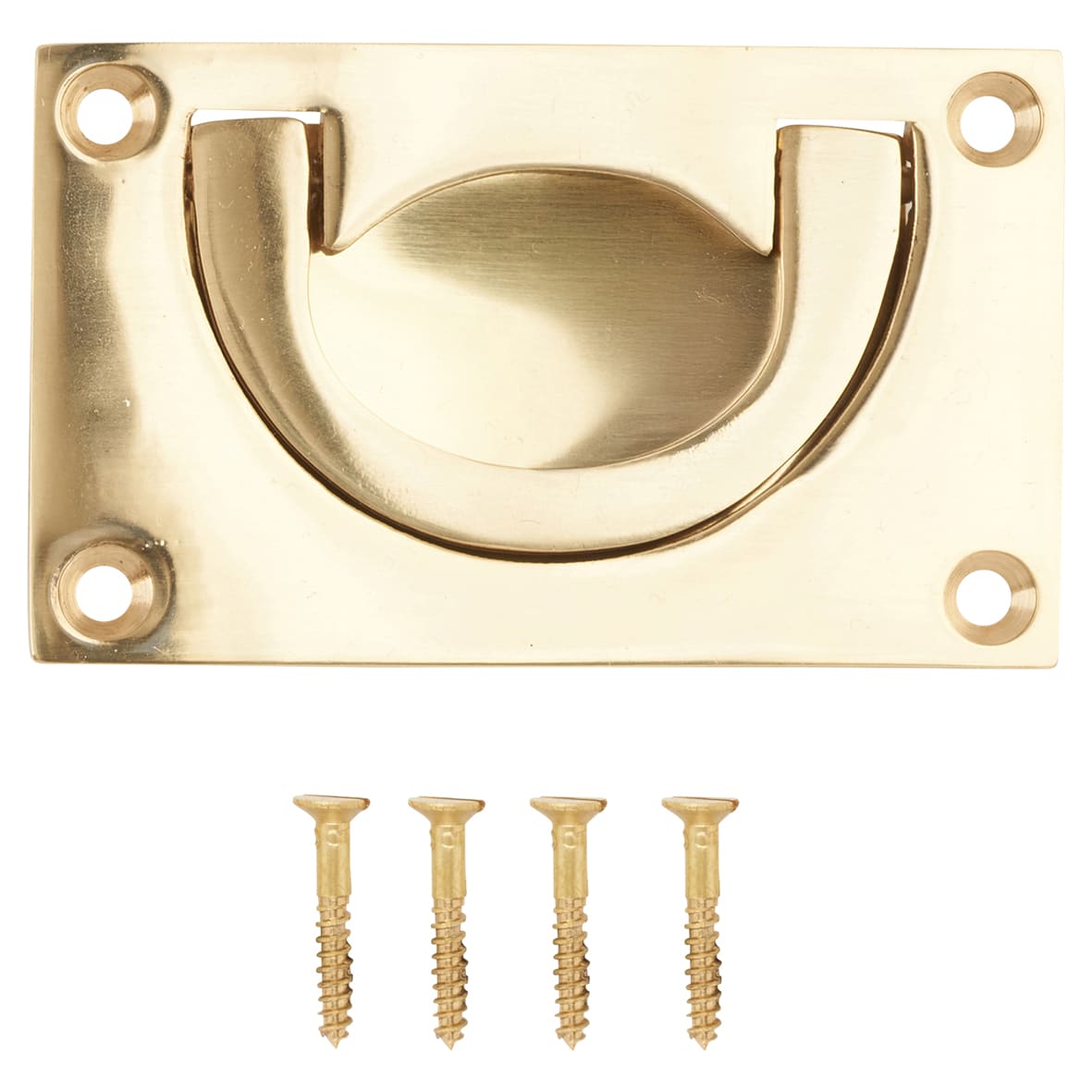 Flush Chest Drawer Cabinet Pull Handle - 75 x 45mm - Polished Brass - view 6