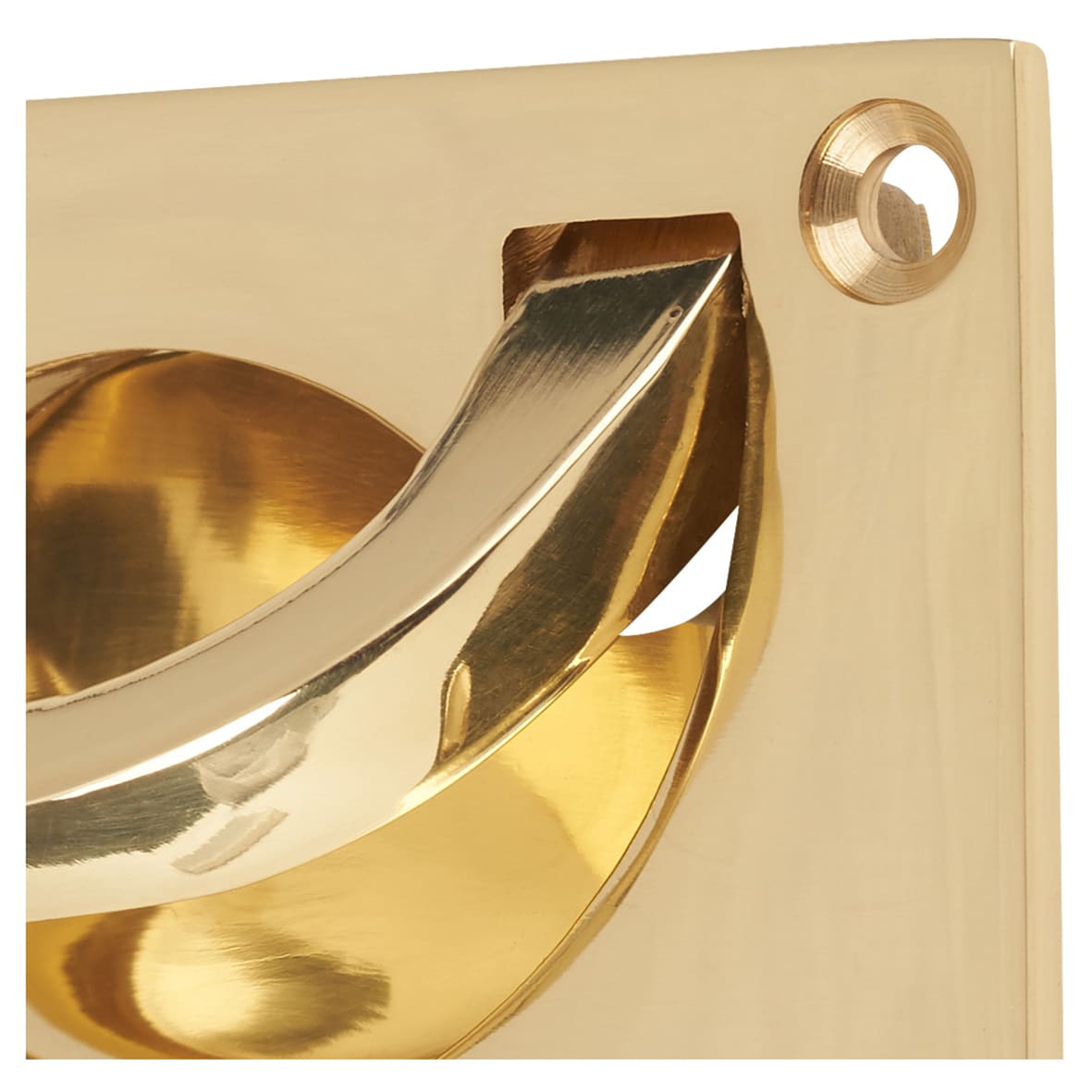 Flush Chest Drawer Cabinet Pull Handle - 75 x 45mm - Polished Brass - view 7