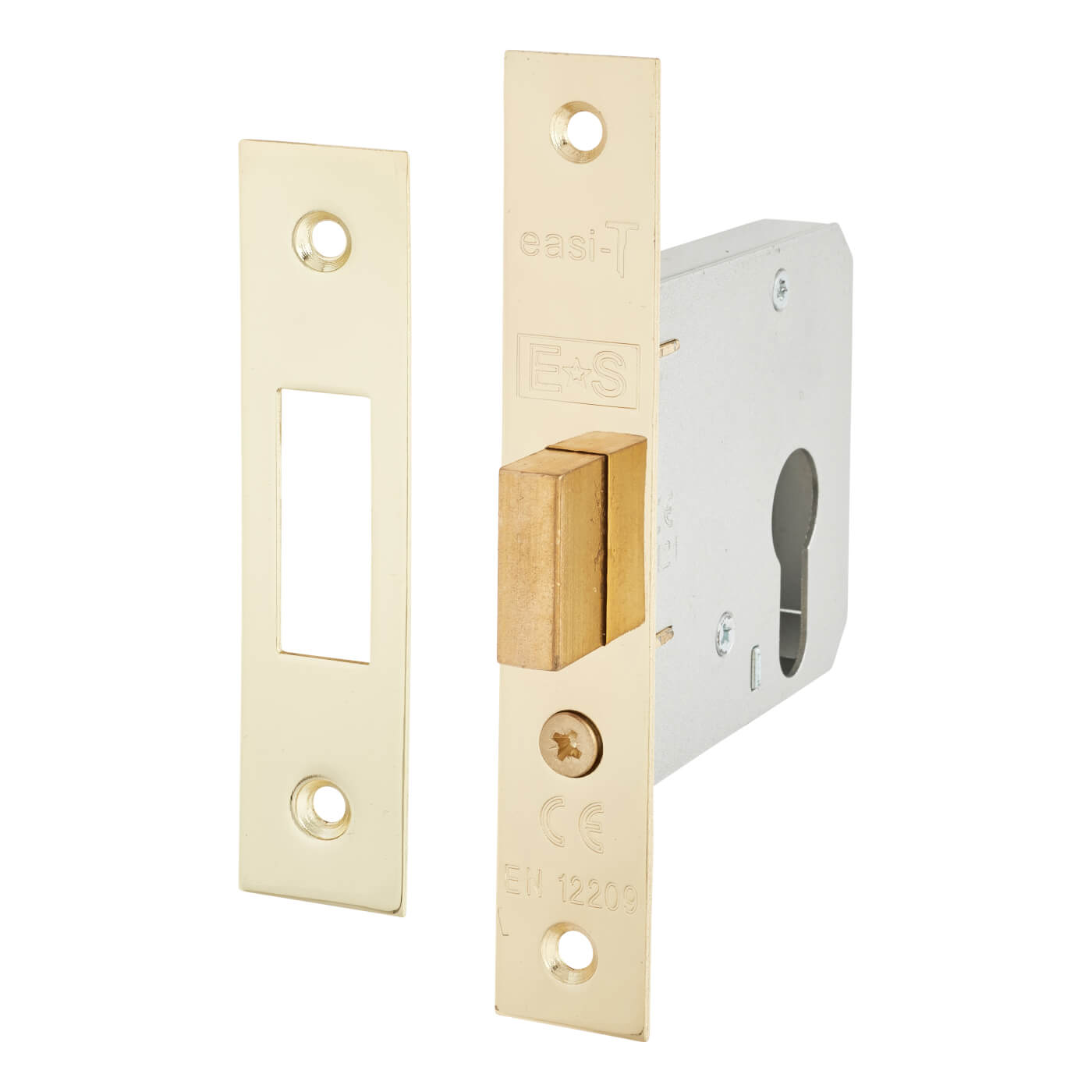 Contract Euro Profile Deadlock - 76mm Case - 57mm Backset - Polished Brass - view 2