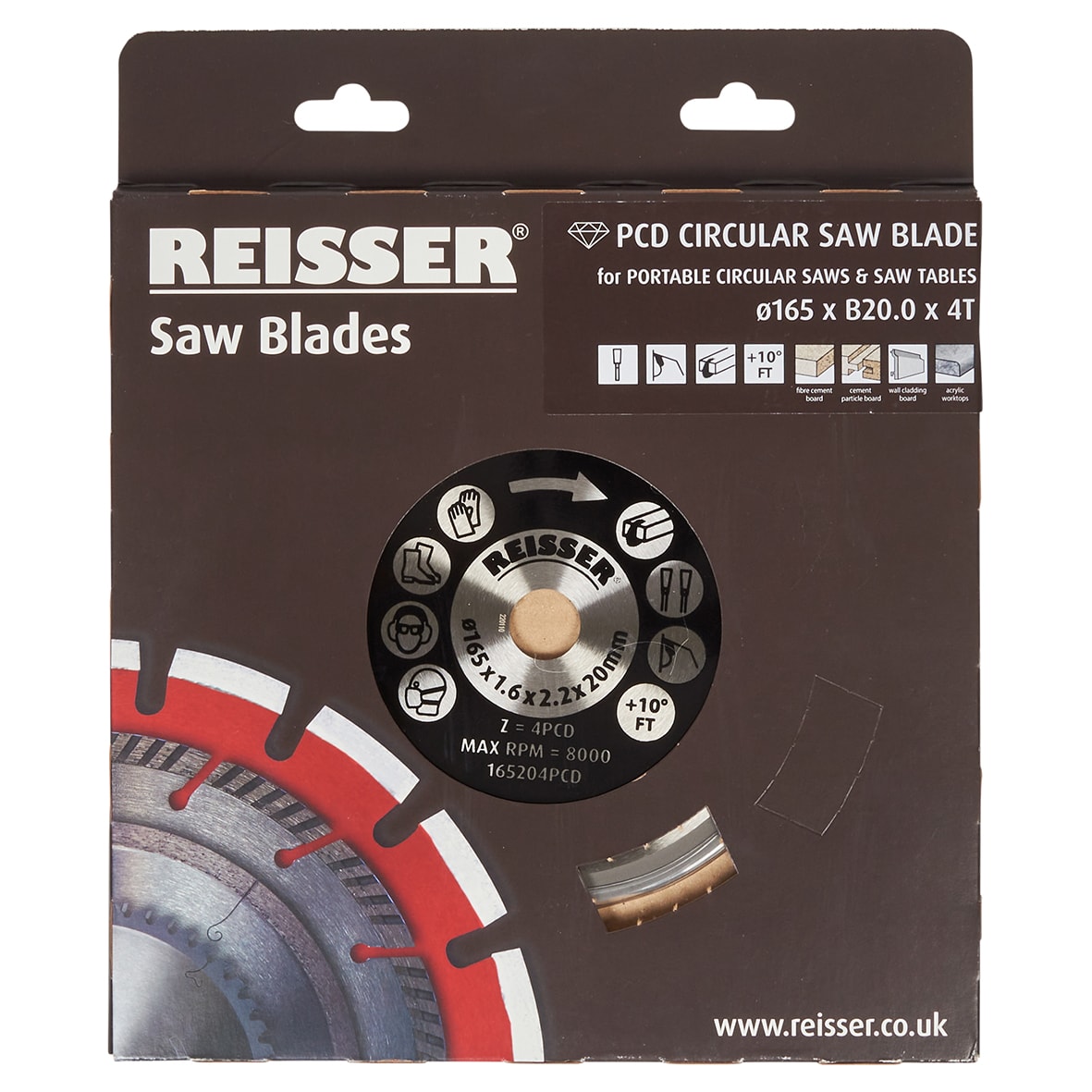 PCD Circular Saw Blade - 165 x 20mm - 4T - Fibre Cement - view 2