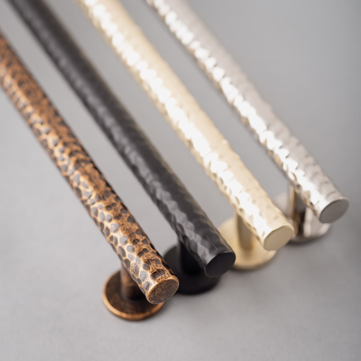 Kendal 10.5mm Hammered T-Bar Cabinet Pull Handle - 96mm Centres - Satin Brass - view 5