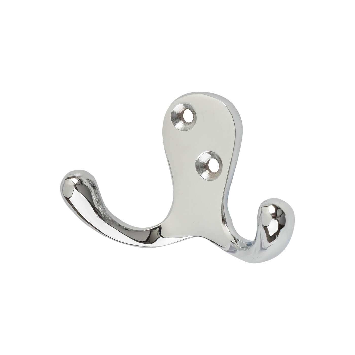 Solid Brass Double Coat Hook - 70 x 43mm - Polished Chrome - view 2