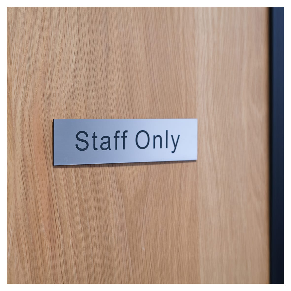 Staff Only Door Sign - 200 x 50mm - Brushed Silver Plastic - view 2
