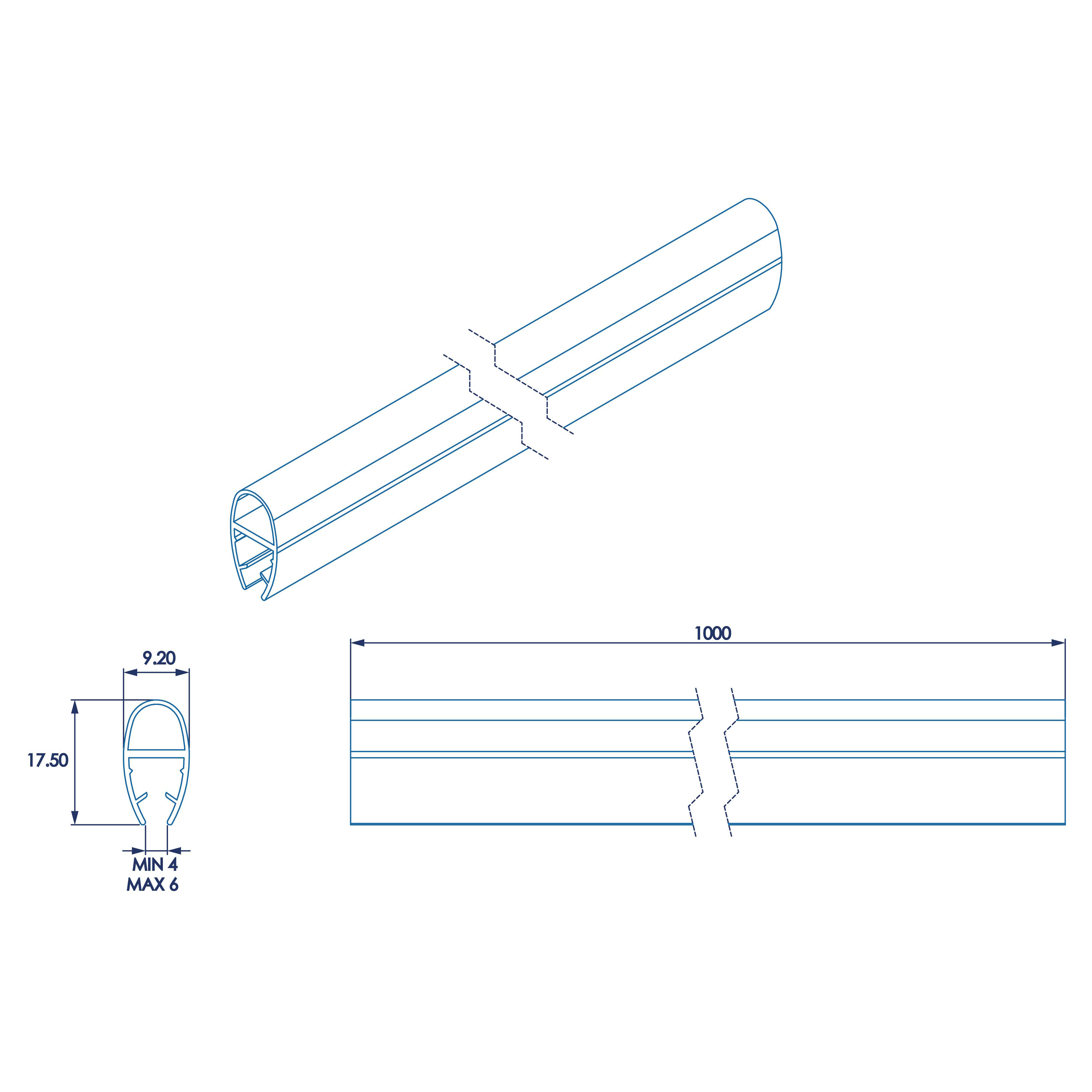 Clear PVC Shower Seal - Bubble Seal - Suits 4-6mm Glass - view 5