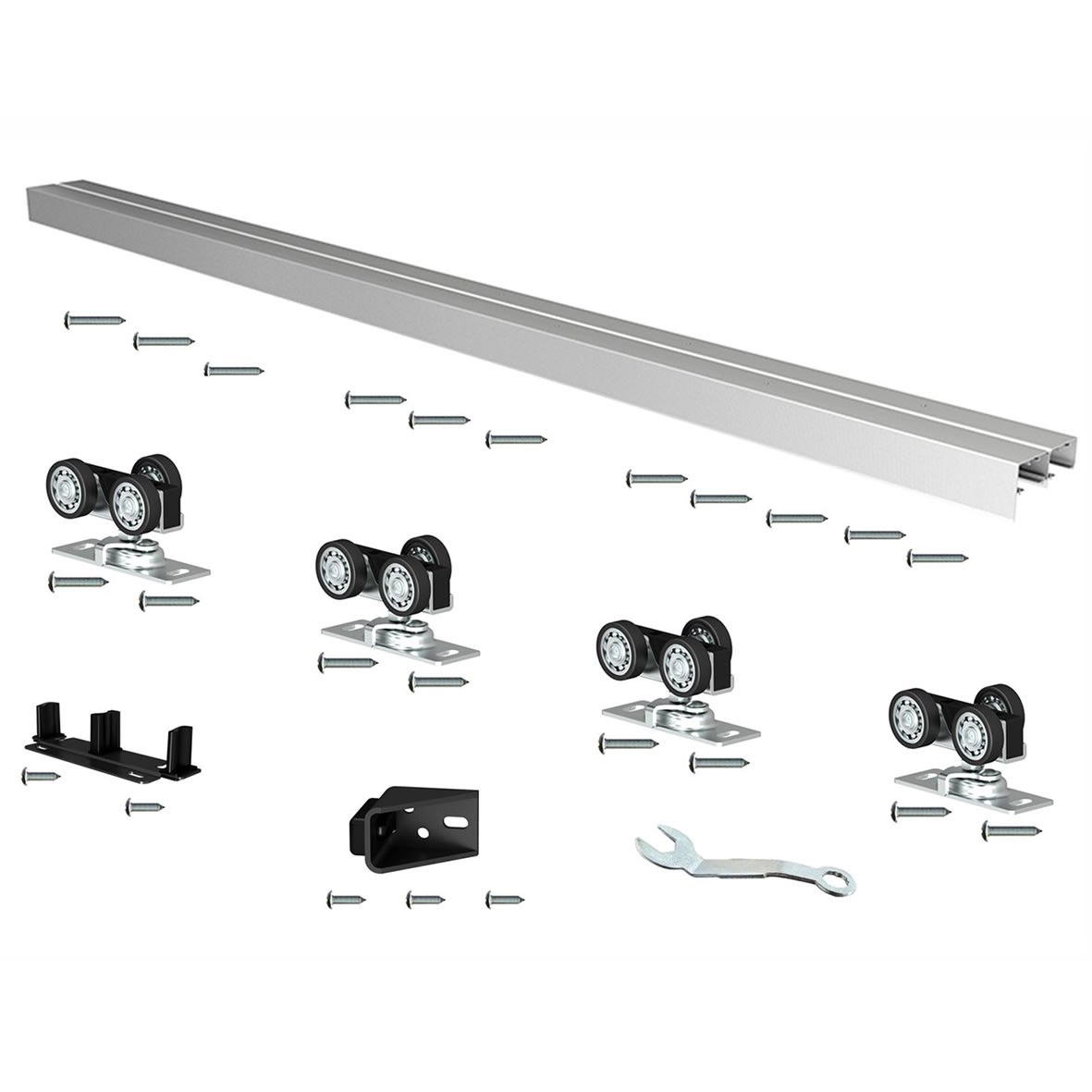 Bi-Passing Sliding Door Kit - 1830mm Track - 68kg Max Door Weight - Aluminium - view 2