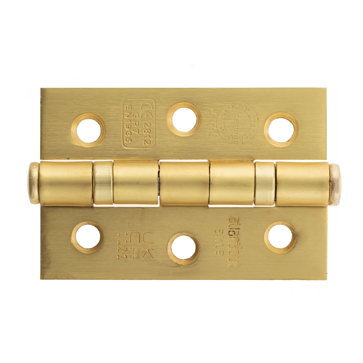 Twin Ball Bearing Grade 7 Butt Fire Door Hinge - 76 x 51 x 2mm - Satin Brass - Pair - view 2