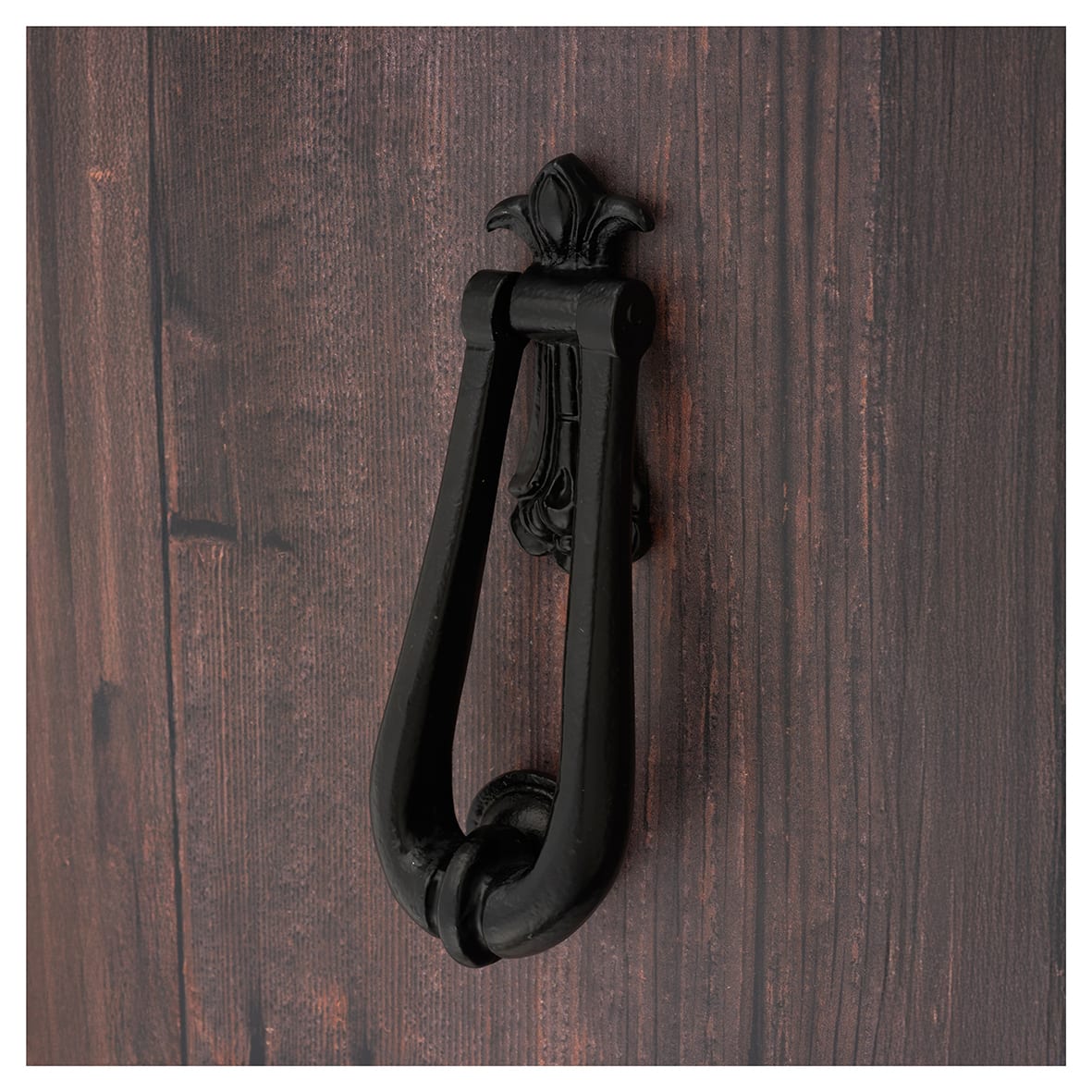 Fleur de Lys Door Knocker - Antique Black Iron - 190 x 65mm - view 6