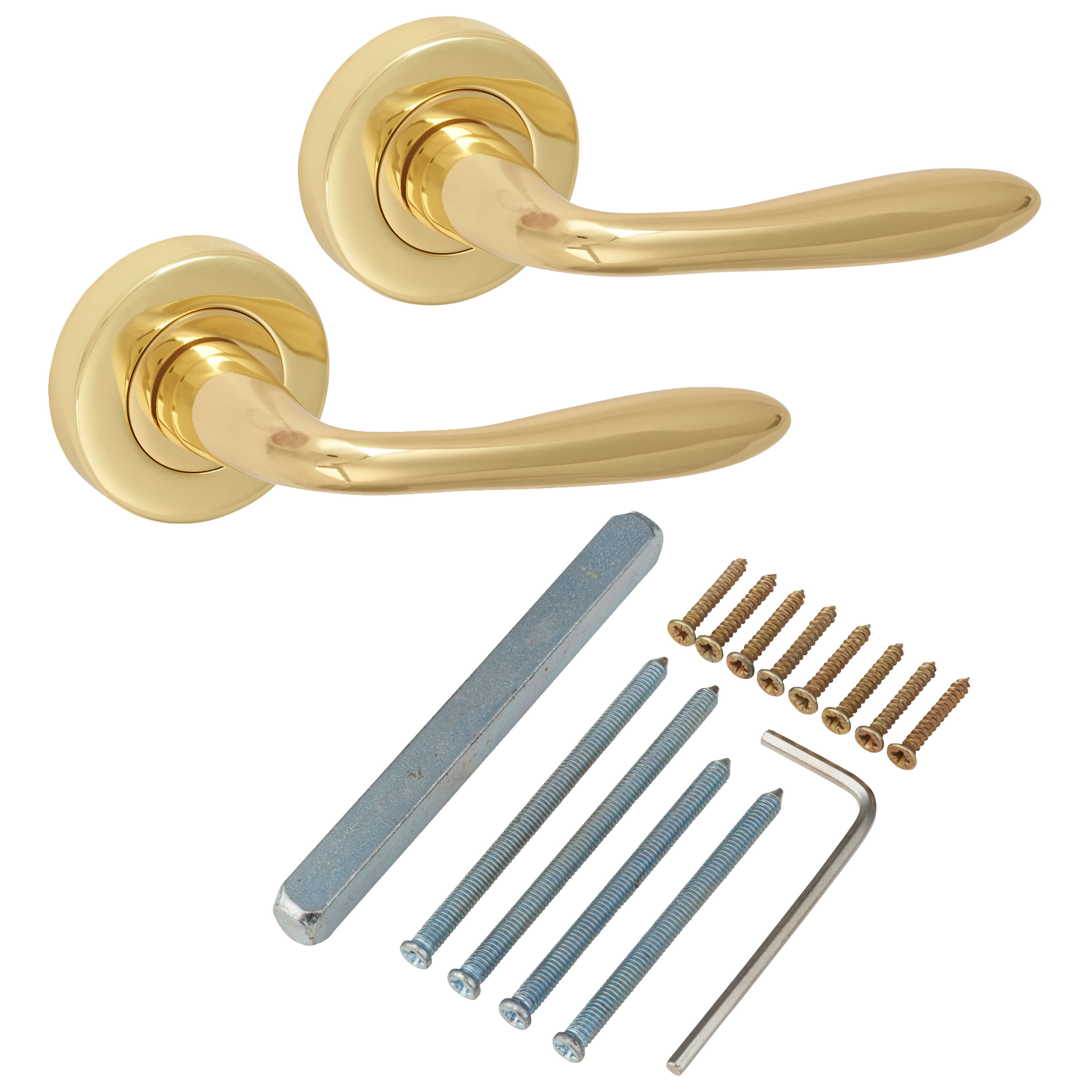 Marcus Polished Brass Door Handles on Round Rose - Sutton Range - view 3