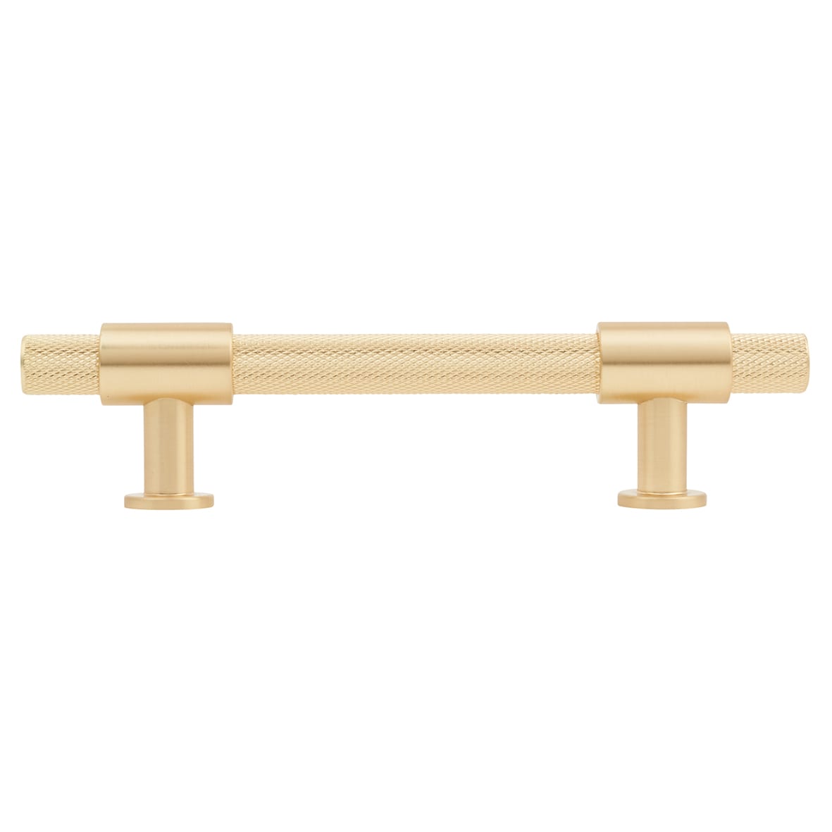 Falmouth 12mm Knurled T-Bar Cabinet Pull Handle - 96mm Centres - Satin Brass - view 2