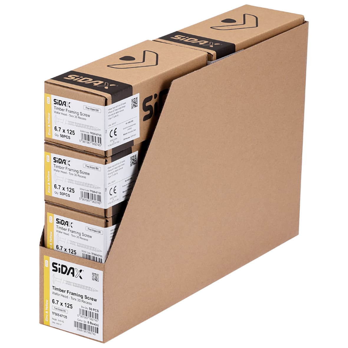 Timber Frame Screws Wafer Head - 6.7 x 125mm - Yellow Zinc - Pack of 50 - view 3