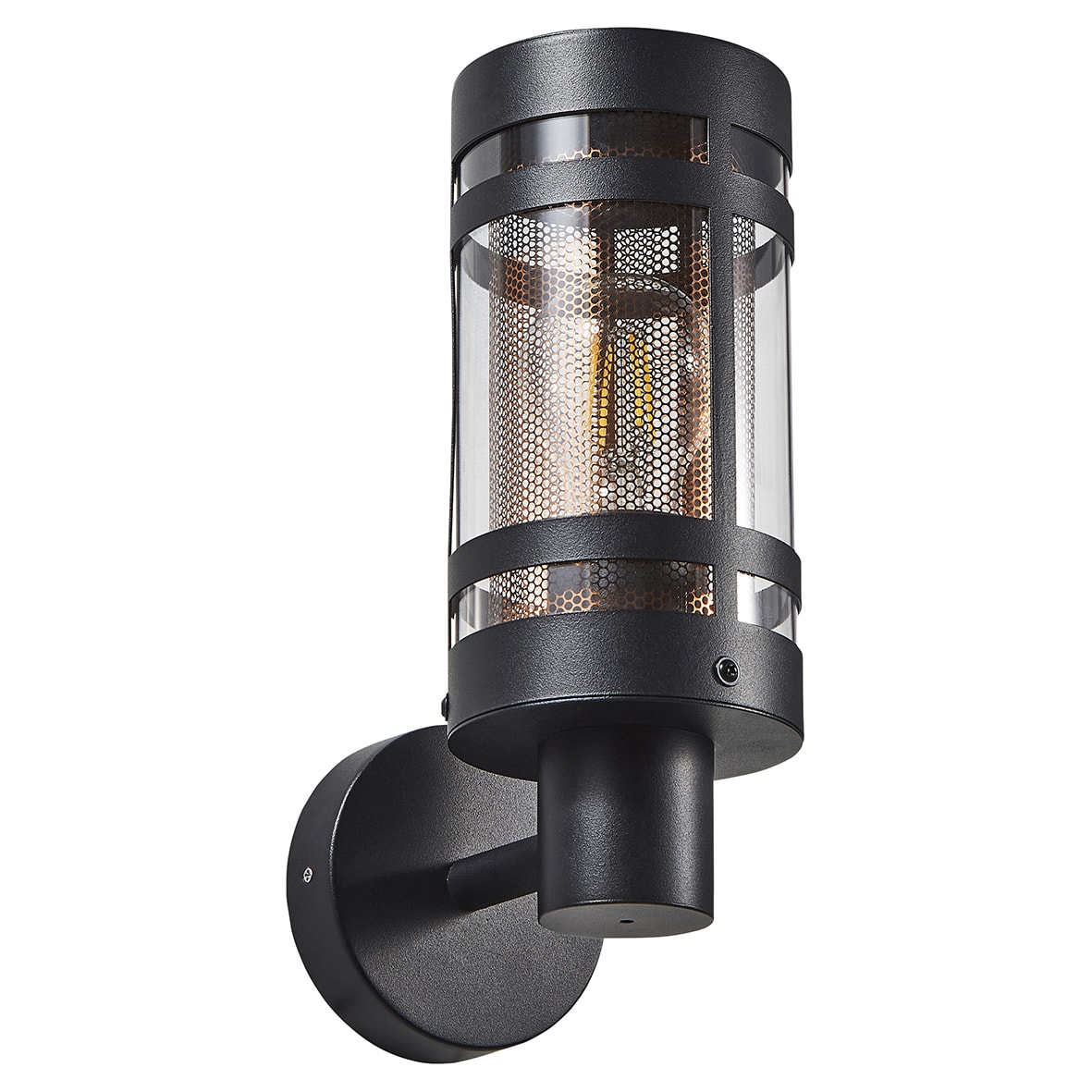 Forum Zink Gada Outdoor Up Wall Light - IP44 - Black with Brass Insert - view 2