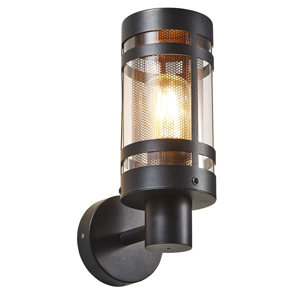 Forum Zink Gada Outdoor Up Wall Light - IP44 - Black with Brass Insert - view 3