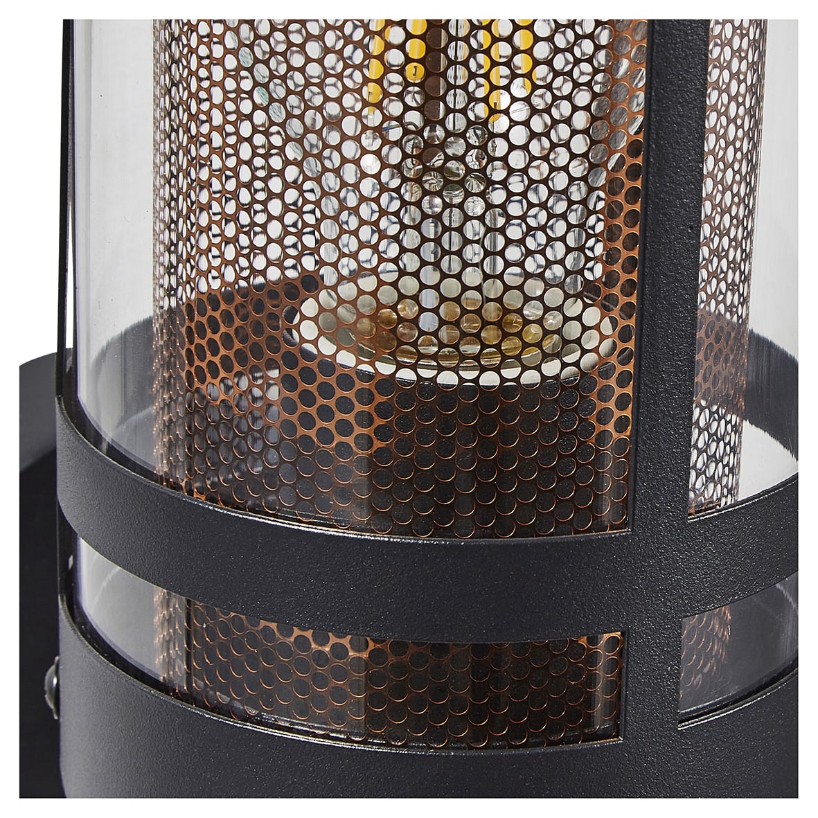 Forum Zink Gada Outdoor Up Wall Light - IP44 - Black with Brass Insert - view 4
