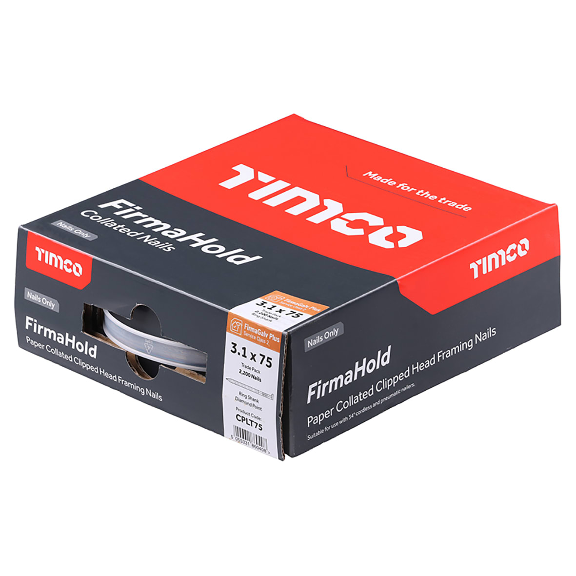 FirmaHold First Fix Nail - Ring - 34° Angled - 3.1 x 75mm - FirmaGalv+ - Pack of 2200 - view 2