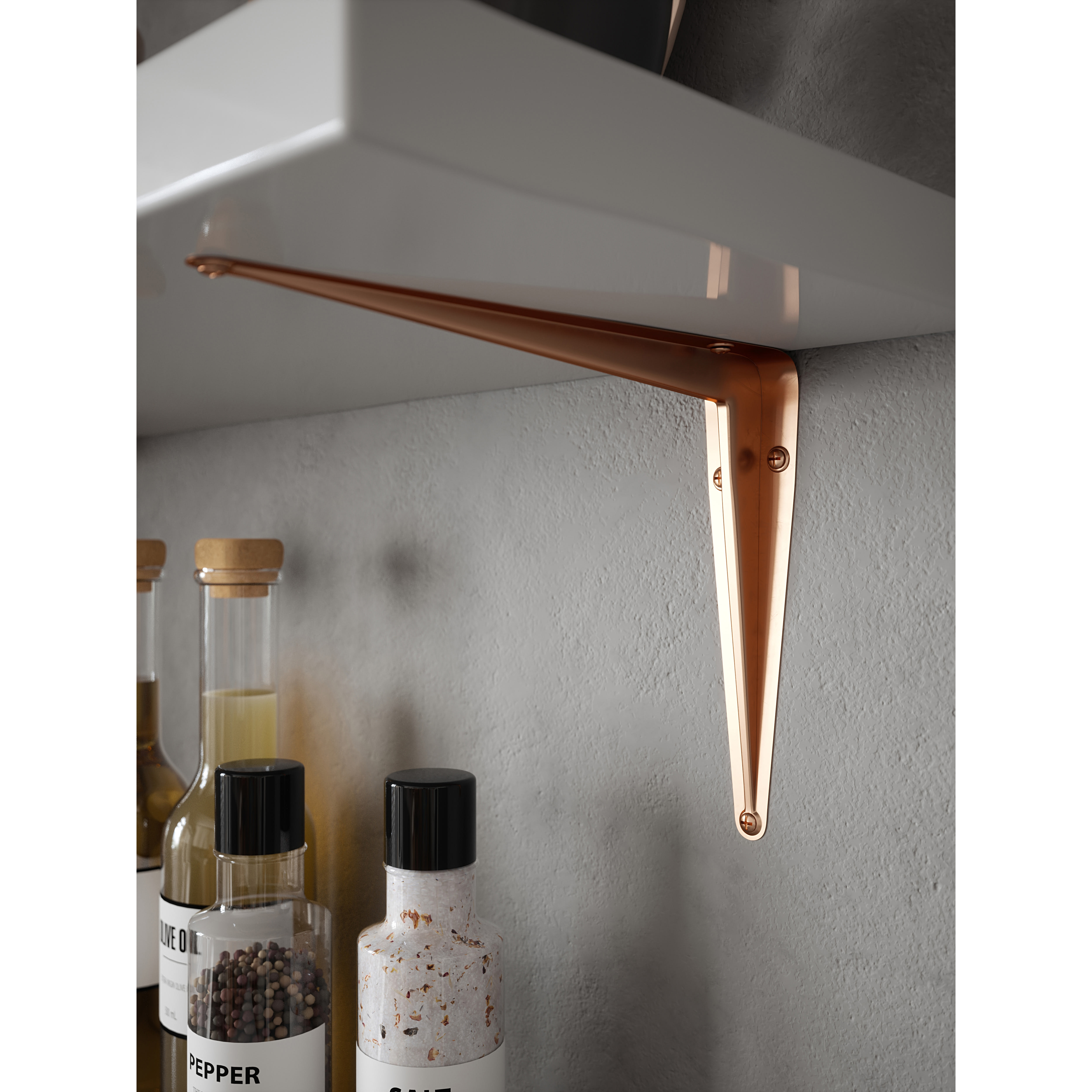 London Pattern Shelf Bracket - 225 x 175mm - Polished Copper - view 2