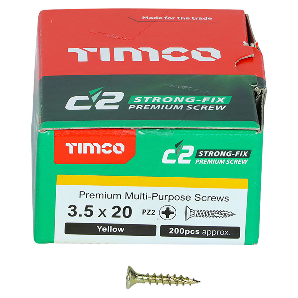 C2 Strong-Fix Pozi Double Countersunk Wood Screws - 3.5 x 20mm - Yellow Zinc - Pack of 200 - view 4