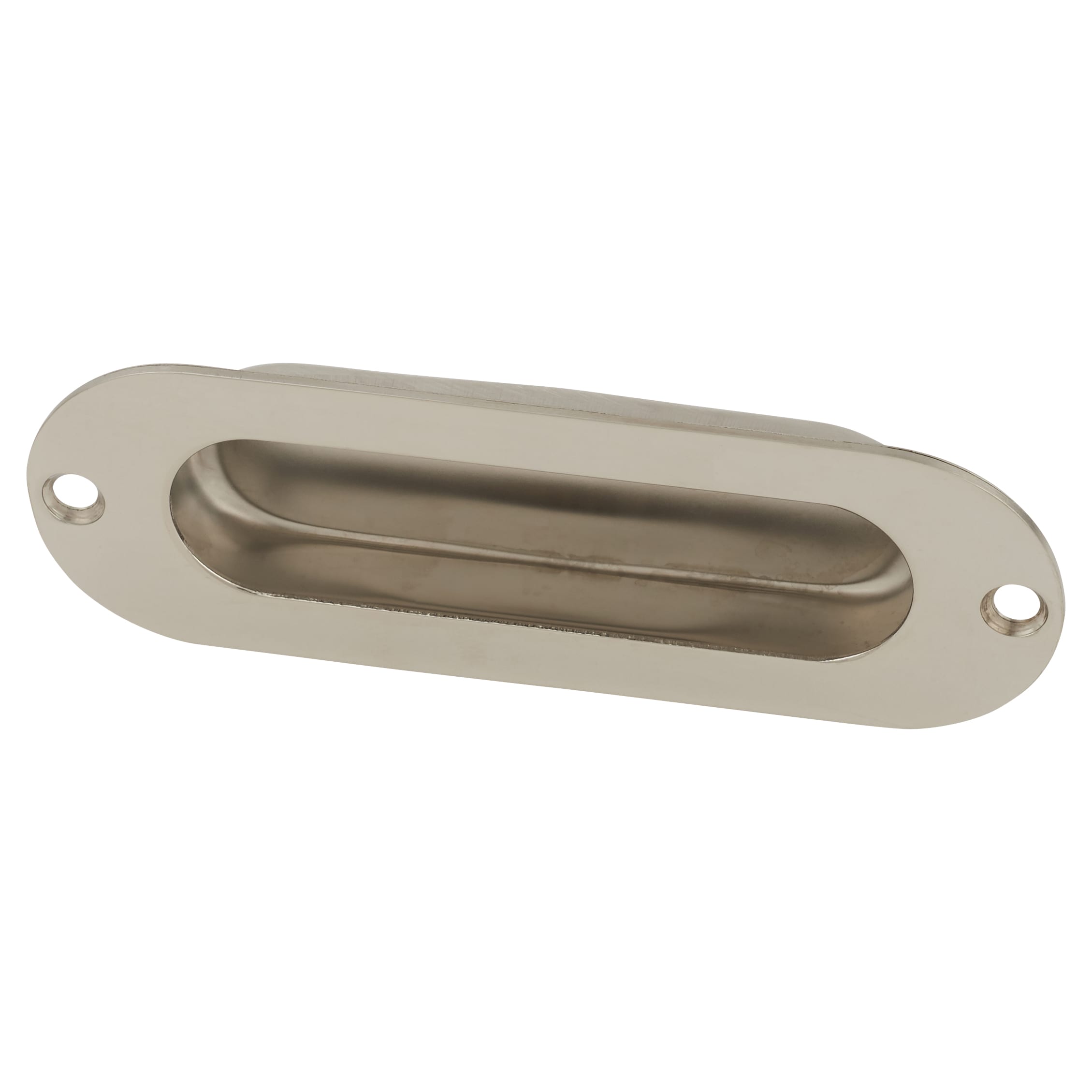 Oval Flush Cabinet Pull Handle - 120 x 40mm - Polished Stainless Steel - view 2