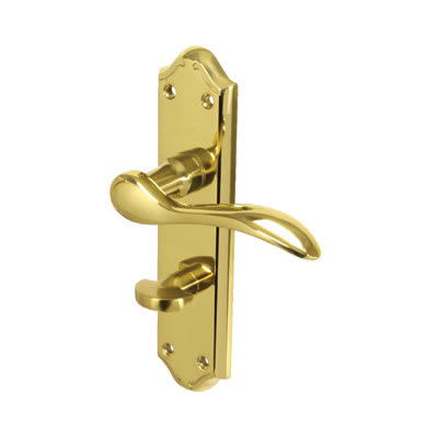 Polished Brass Scroll Bathroom Door Handles - Madrid Range - 180 x 45mm - view 2