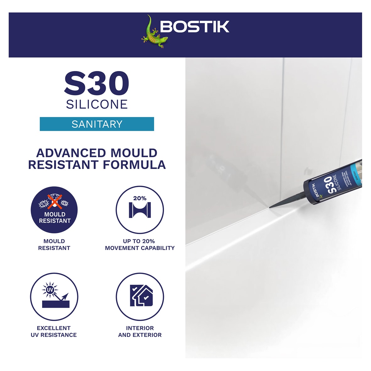 S30 Acetoxy Sanitary Sealant - 310ml - White - view 4