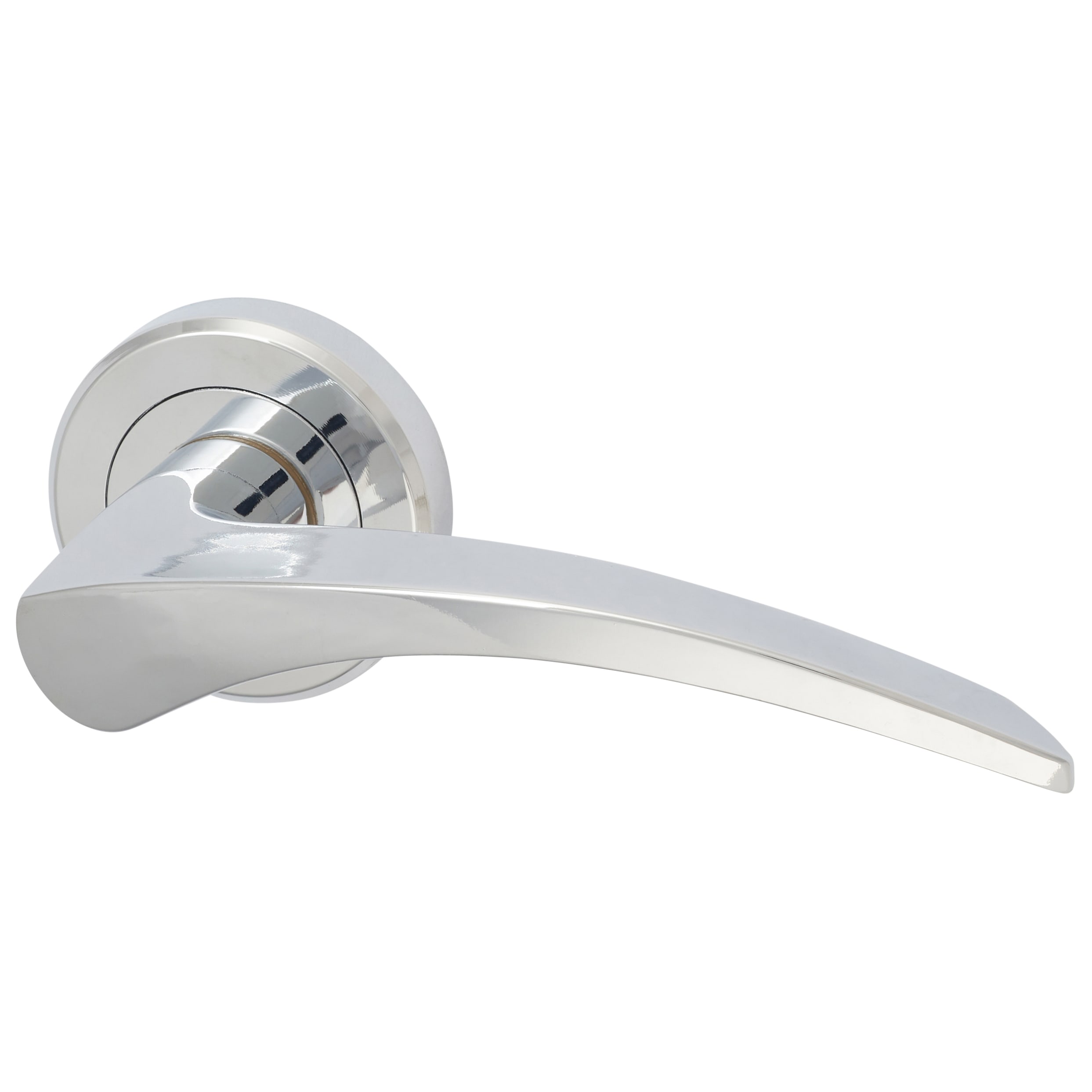 Brass Polished Chrome Door Handles on Round Rose - Olivier Range - view 2
