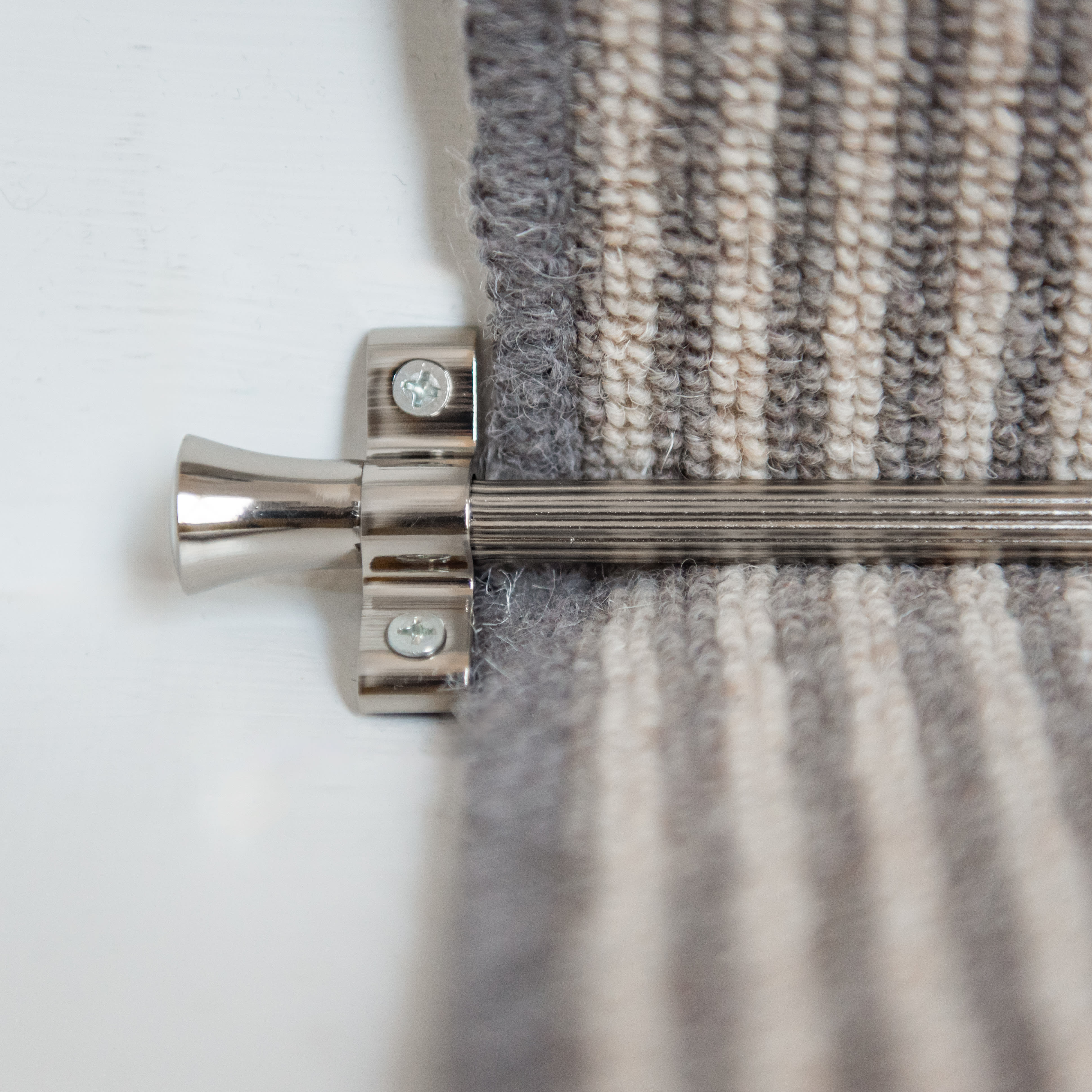 Lines Stair Rod with Fluted Finials - 900mm Length - Polished Nickel - view 5