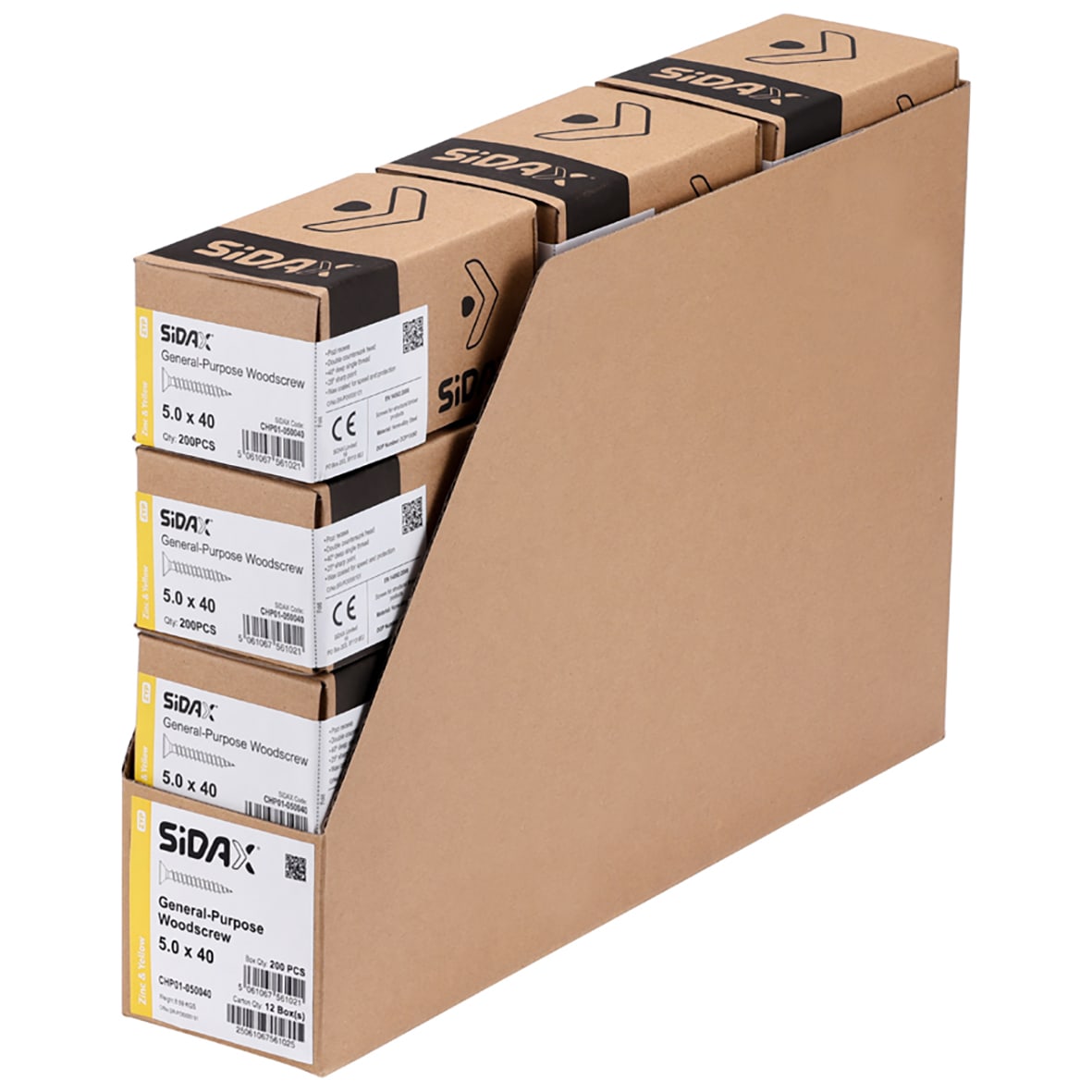 General Purpose Pozi Countersunk Chipboard Wood Screws - 5.0 x 40mm - Yellow Zinc - Pk of 200 - view 3