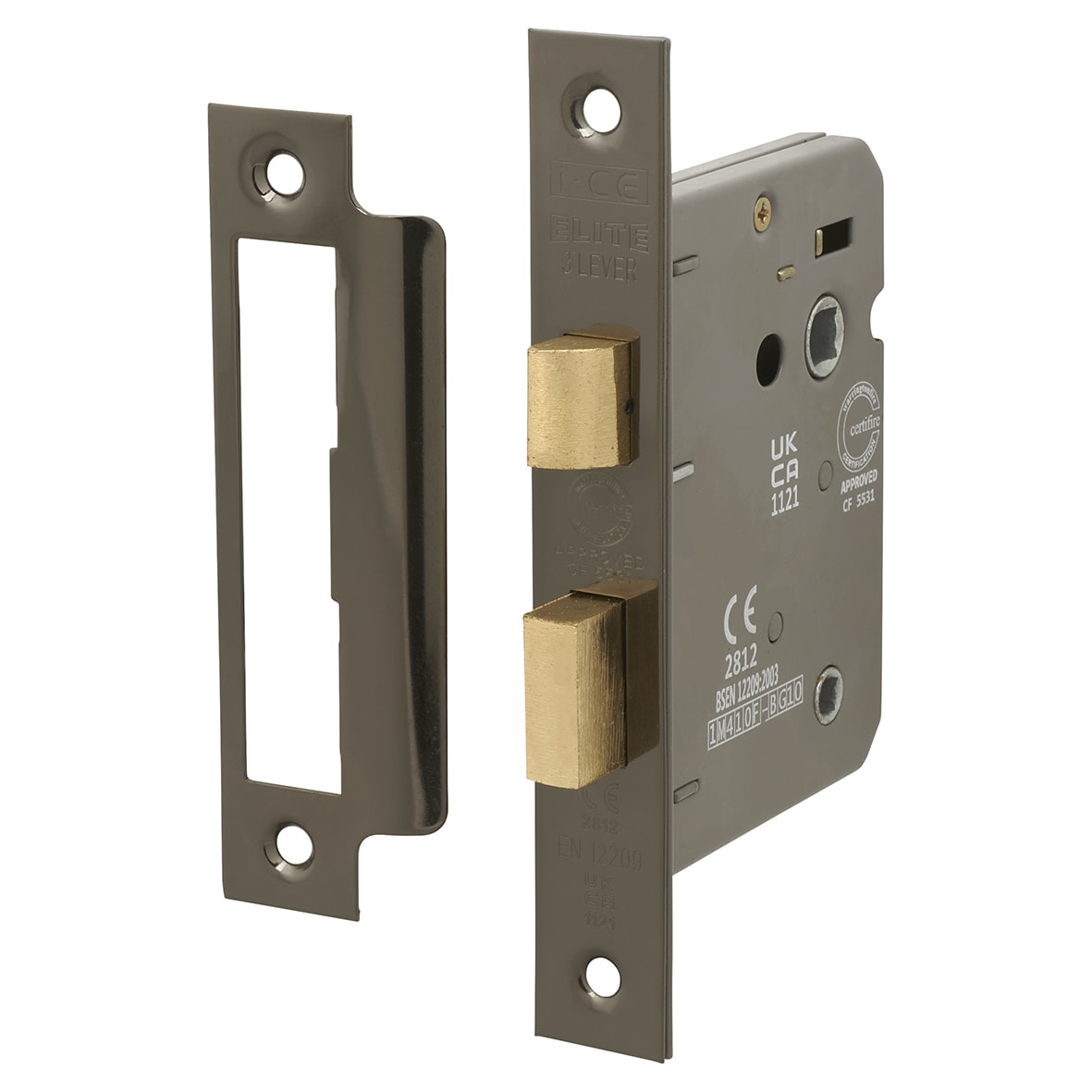 Black Nickel Bathroom Lock Door Handles on Rose Pack - Ella Range - view 4
