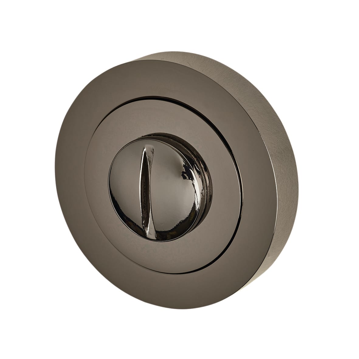 Black Nickel Bathroom Lock Door Handles on Rose Pack - Ella Range - view 6