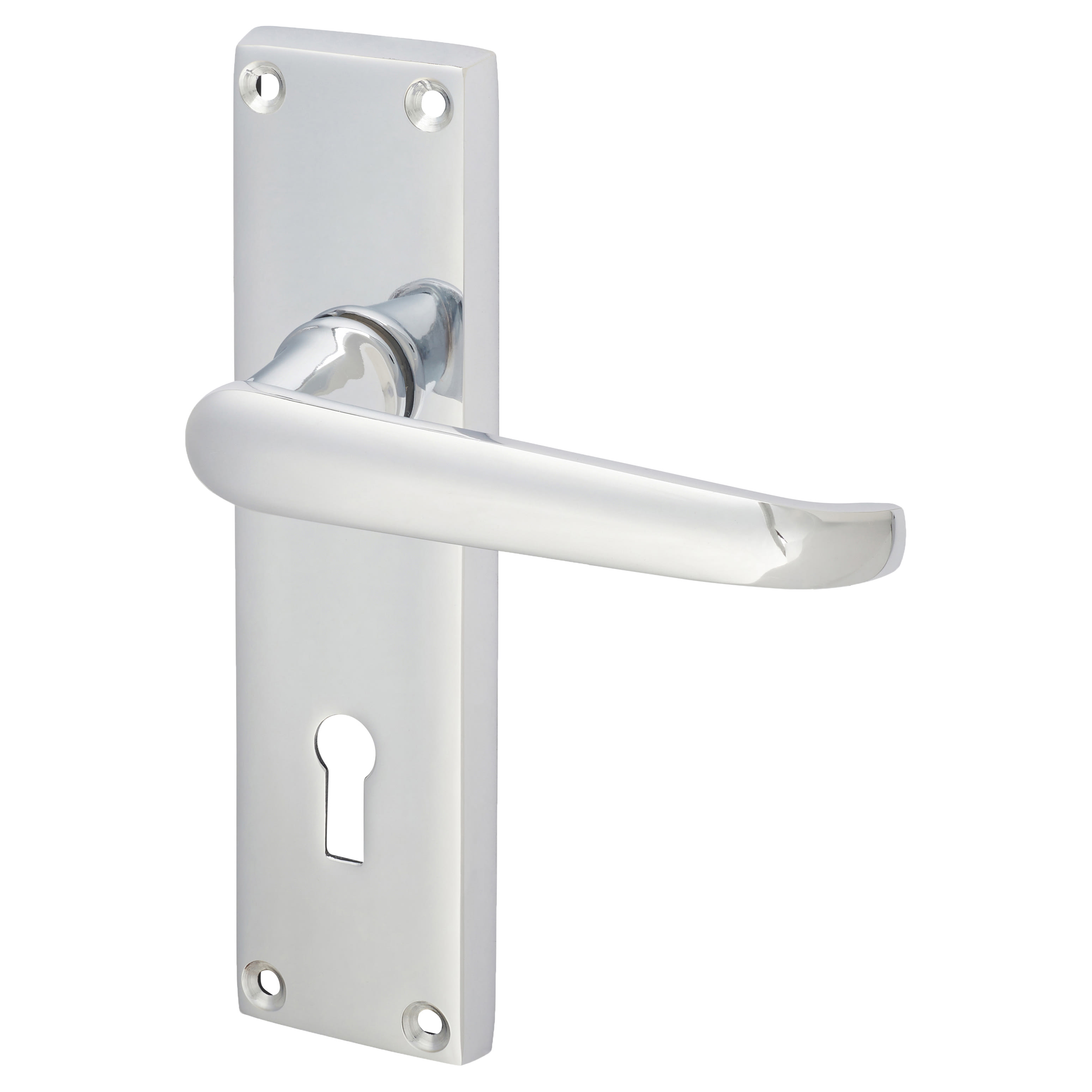 Polished Chrome Victorian Straight Keyhole Lock Door Handles - 155 x 41mm - view 2