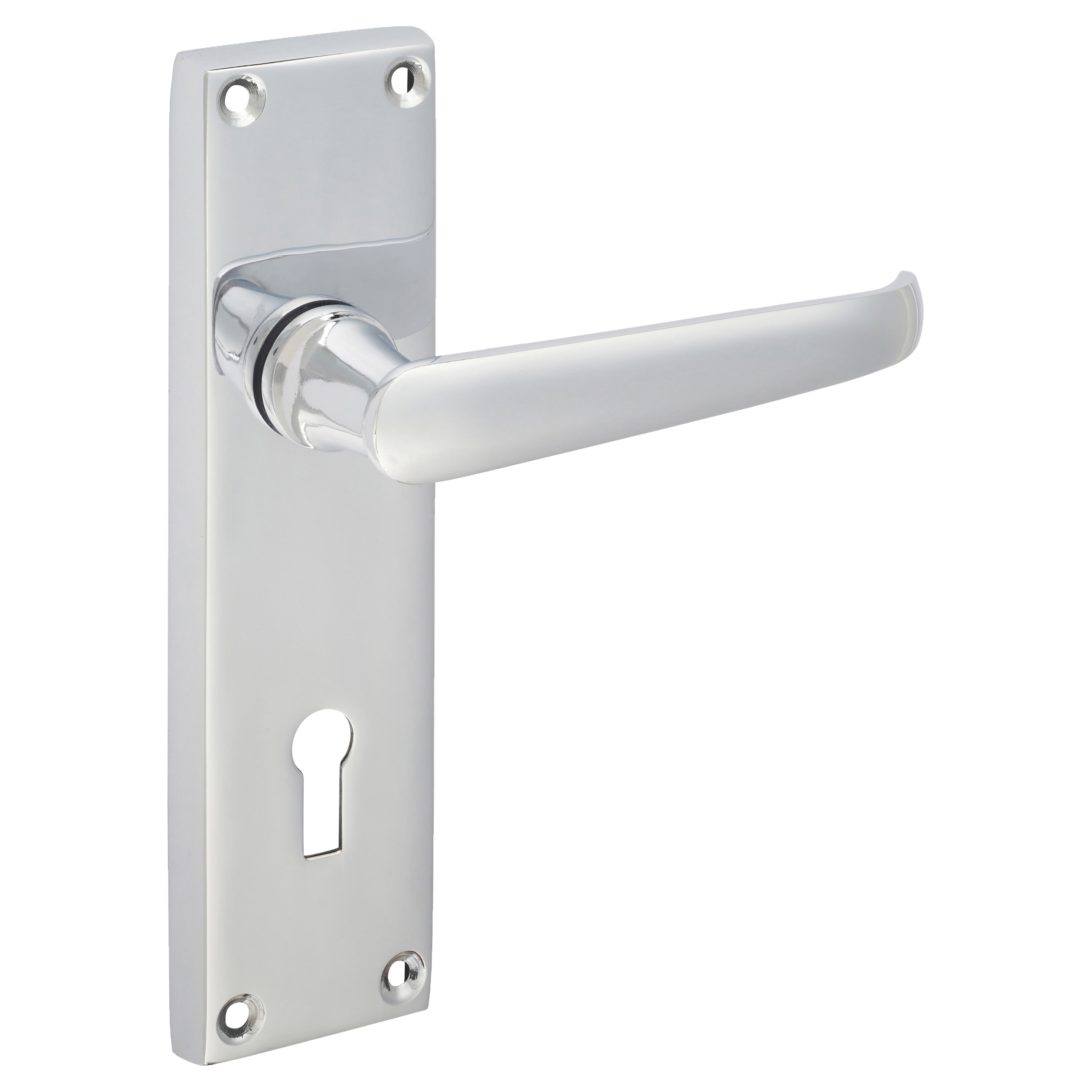 Polished Chrome Victorian Straight Keyhole Lock Door Handles - 155 x 41mm - view 4