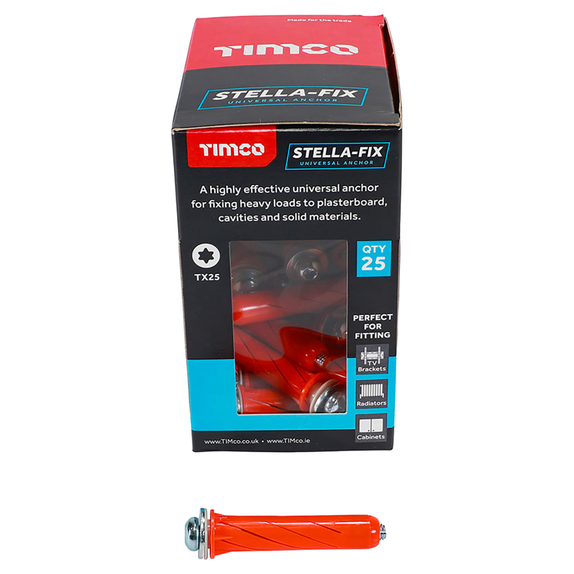 Stella Fixing Wall Anchor - M5 x 55mm - Red - view 4