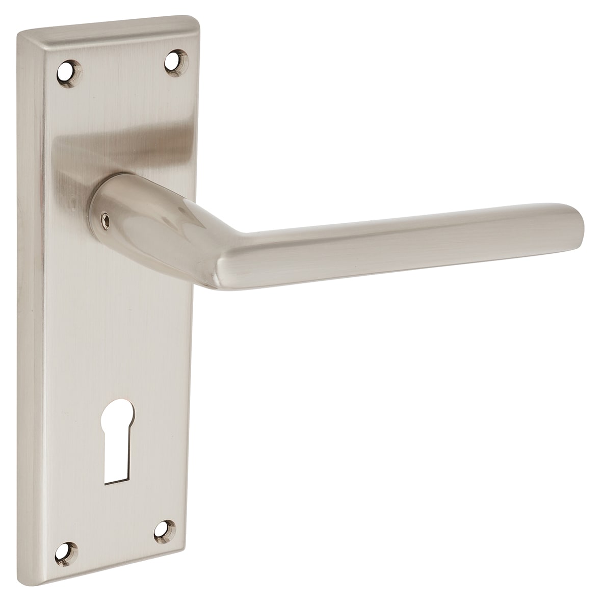 Brass Satin Nickel Keyhole Lock Door Handles - Dieci Range - 150 x 50mm - view 2