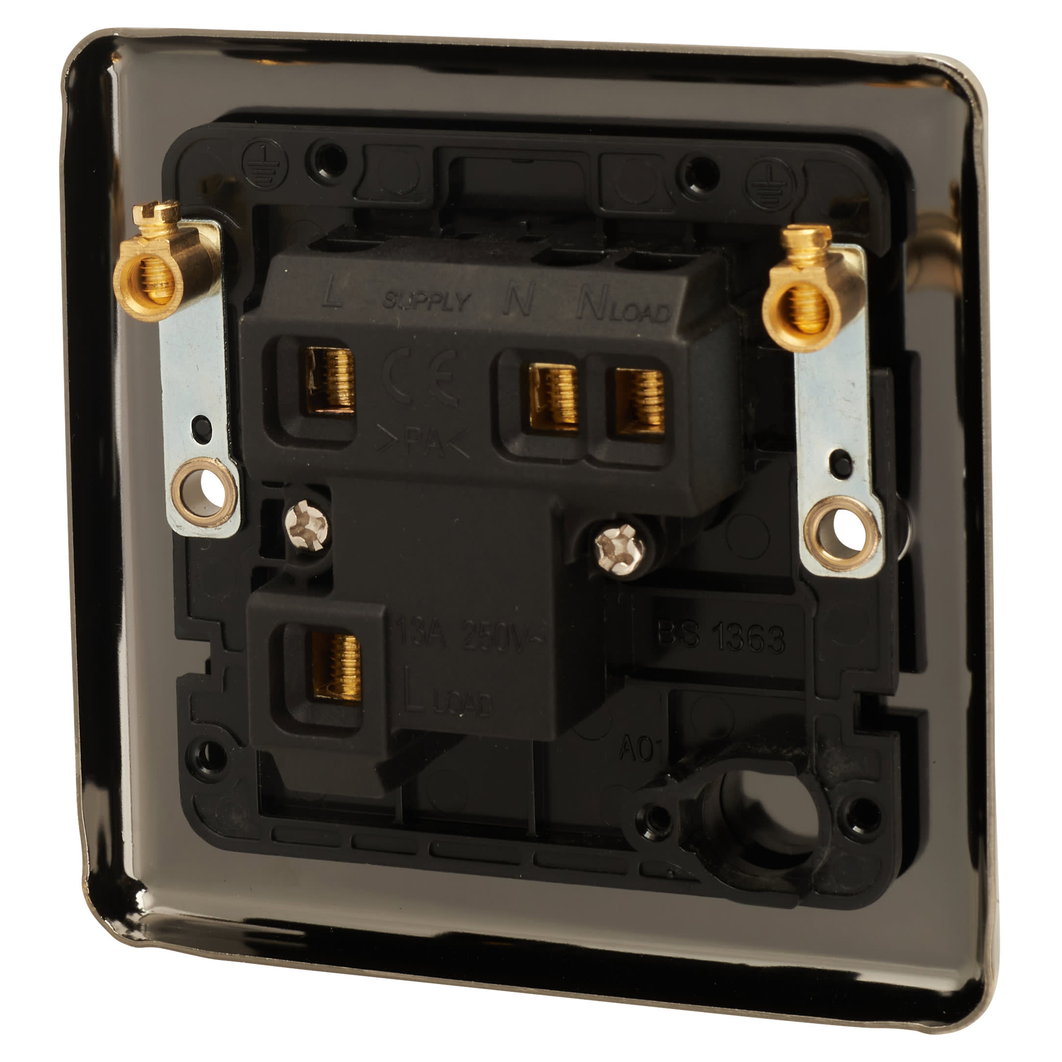 Enhance Decorative 13A 1 Gang Unswitched Fused Spur - Antique Brass with Black Inserts - view 3