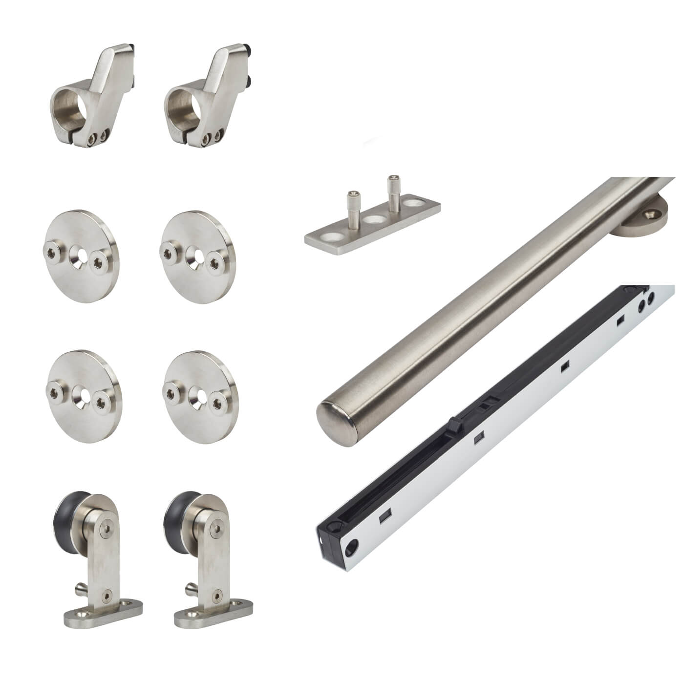 Spek 2.0 Sliding Door Gear Kit - 2000mm Track - 80kg Max Door Weight - Satin Stainless Steel - view 3