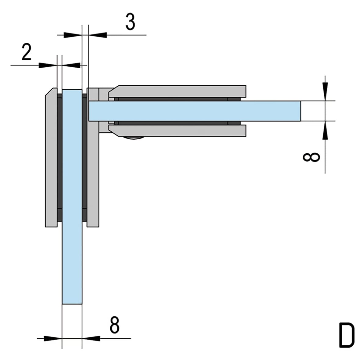Bilbao Select Glass to Glass Shower Hinge - 90° - 8-12mm Glass - Polished Chrome - view 5